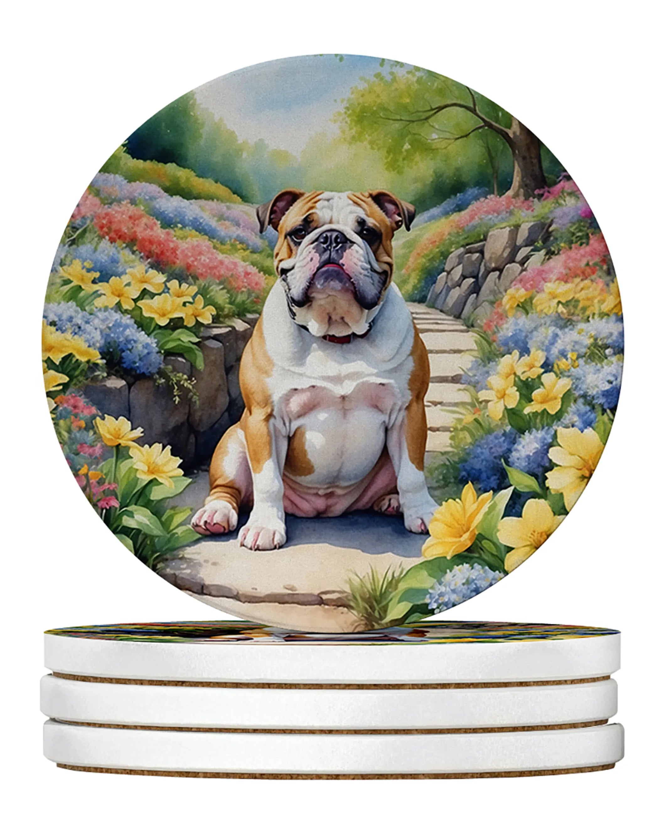 Spring Path Large Sandstone Coasters - Pack of 4 High-Quality Coasters