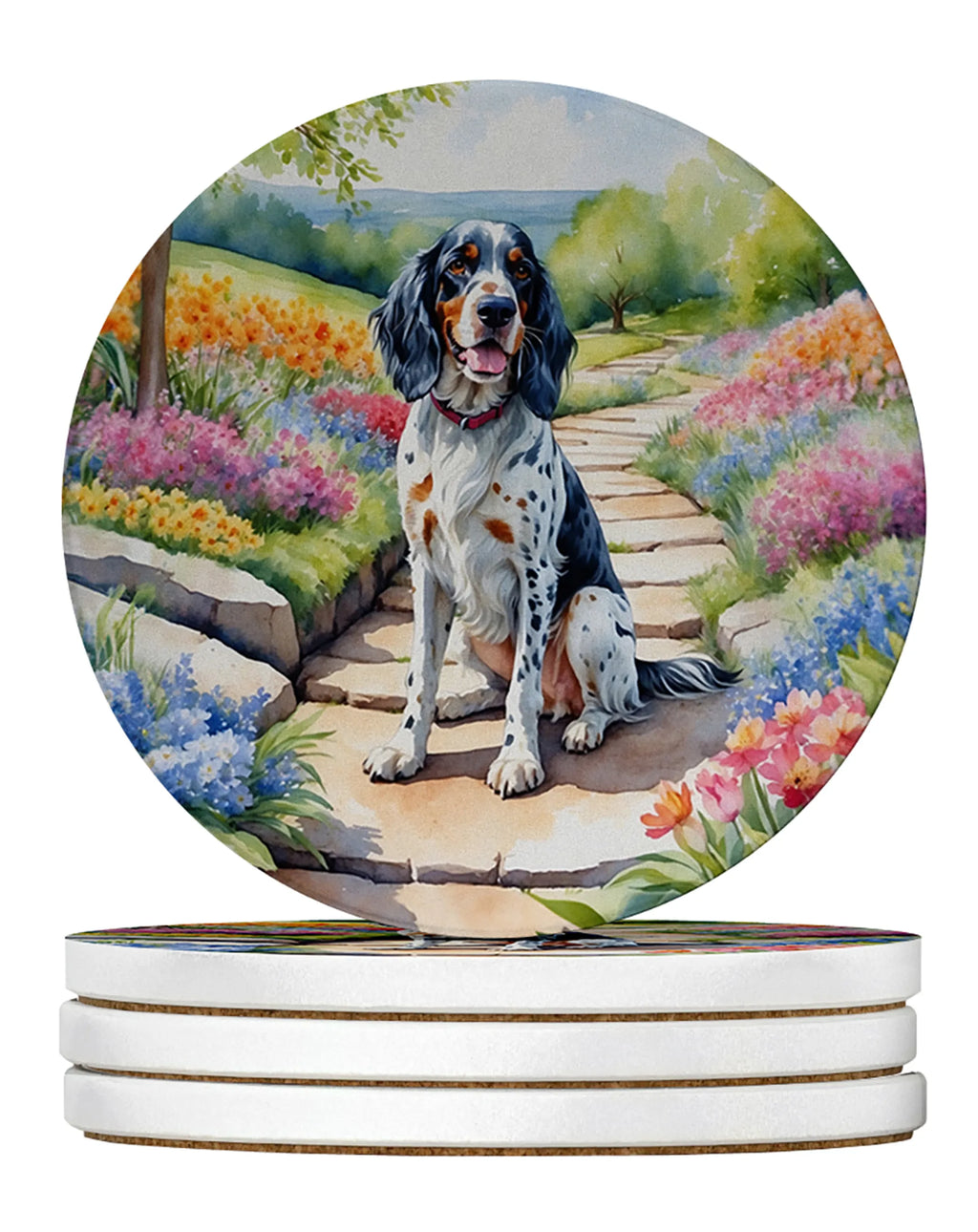 Spring Path Large Sandstone Coasters - Pack of 4 High-Quality Coasters