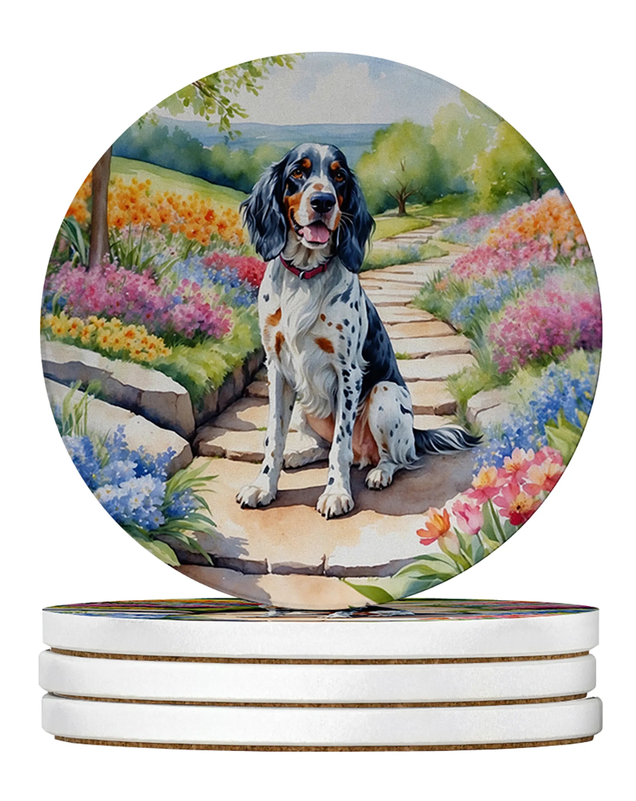 Spring Path Large Sandstone Coasters - Pack of 4 High-Quality Coasters
