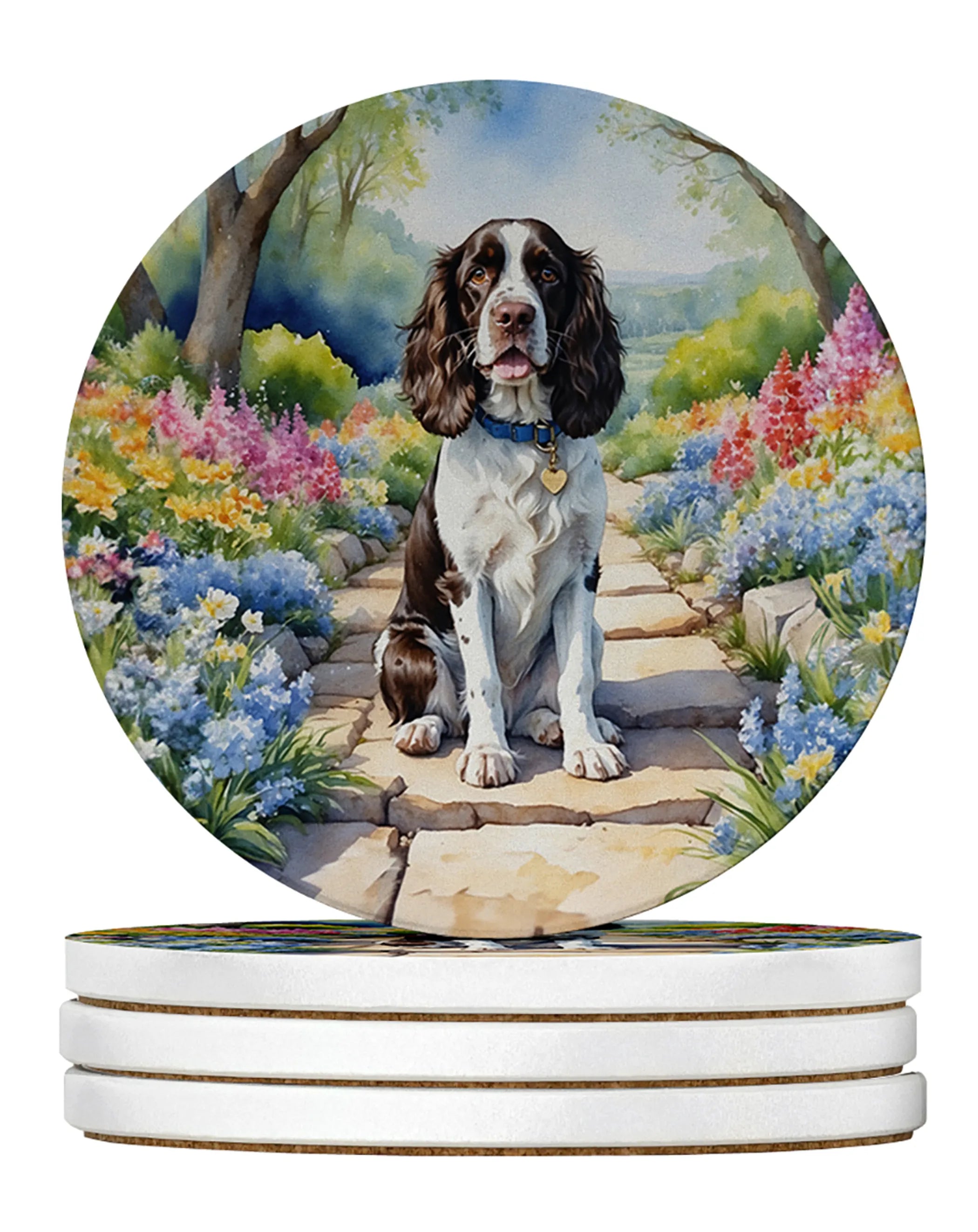Spring Path Large Sandstone Coasters - Pack of 4 High-Quality Coasters
