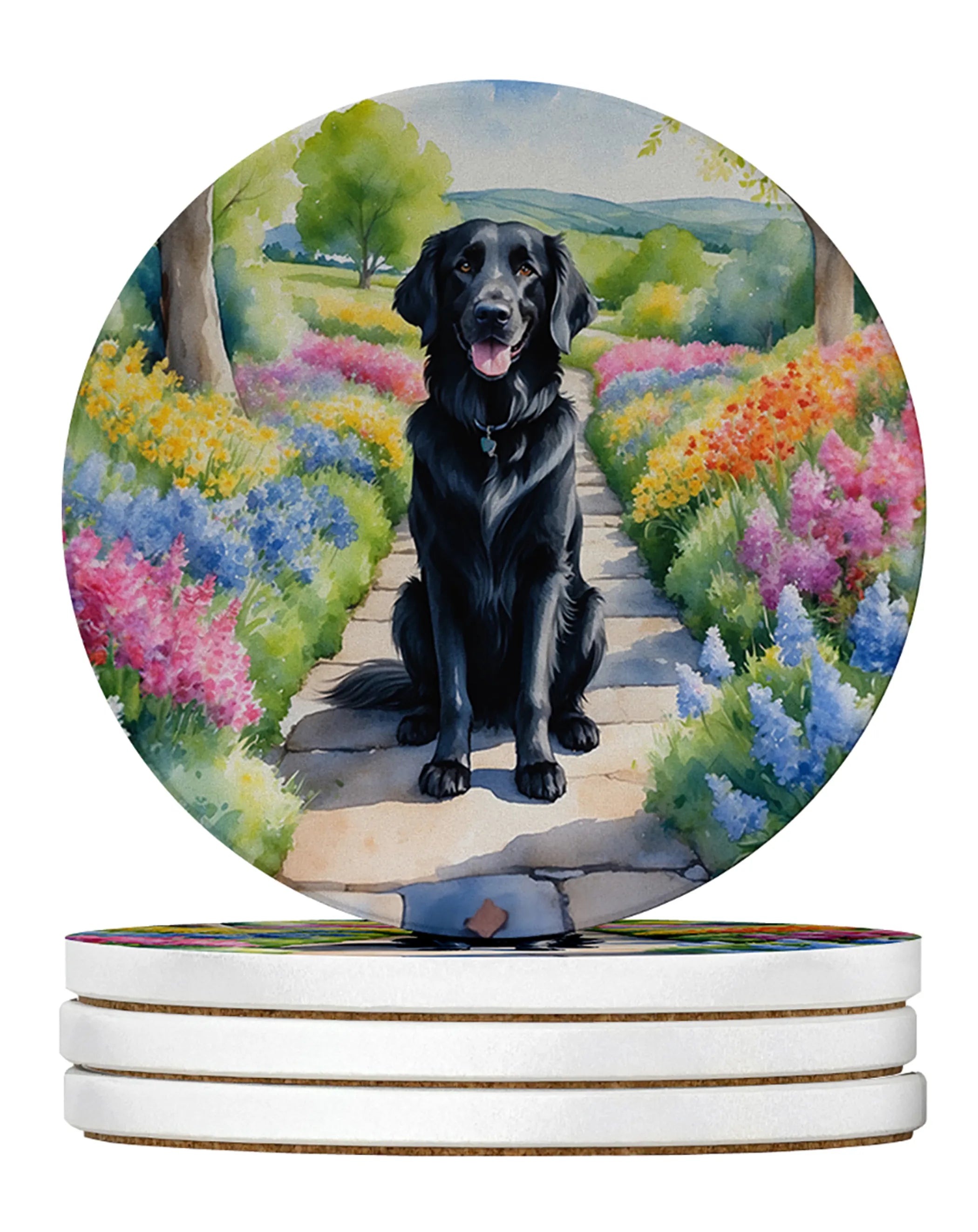 Spring Path Large Sandstone Coasters - Pack of 4 High-Quality Coasters