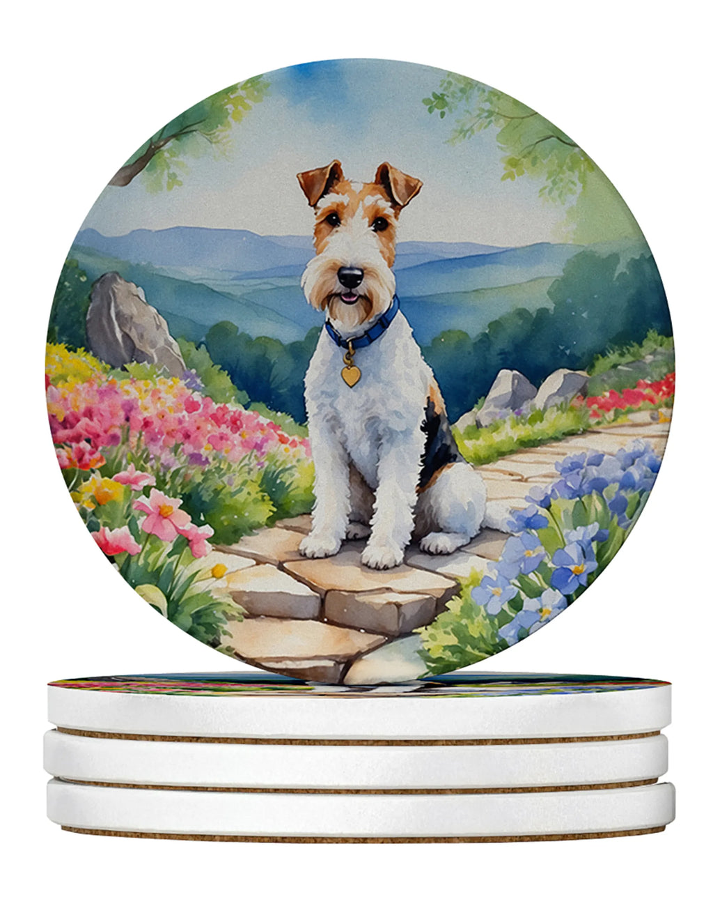 Spring Path Large Sandstone Coasters - Pack of 4 High-Quality Coasters