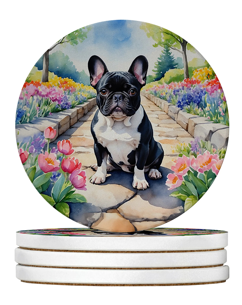 Spring Path Large Sandstone Coasters - Pack of 4 High-Quality Coasters