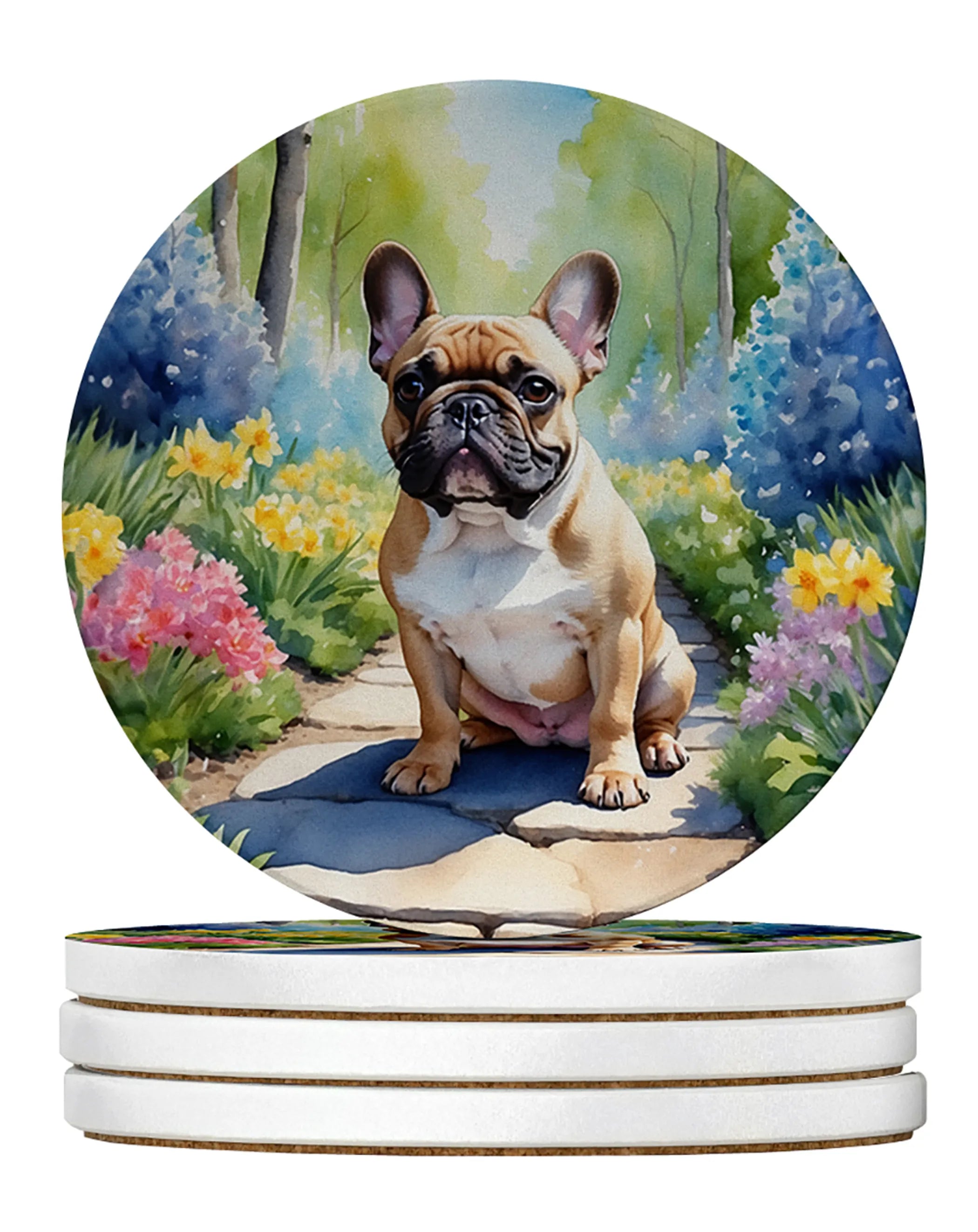 Spring Path Large Sandstone Coasters - Pack of 4 High-Quality Coasters