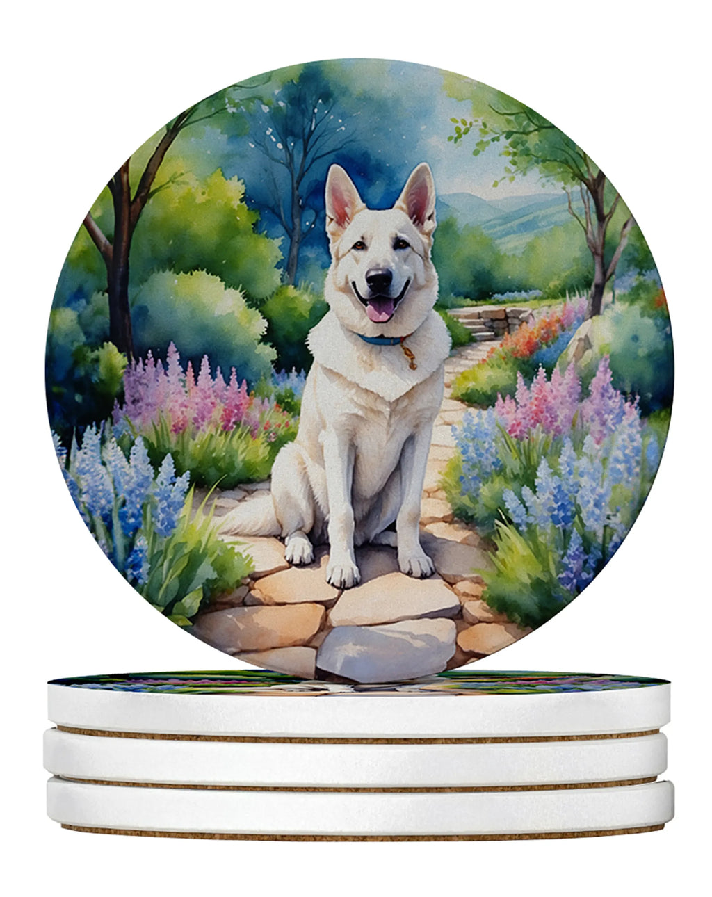 Spring Path Large Sandstone Coasters - Pack of 4 High-Quality Coasters
