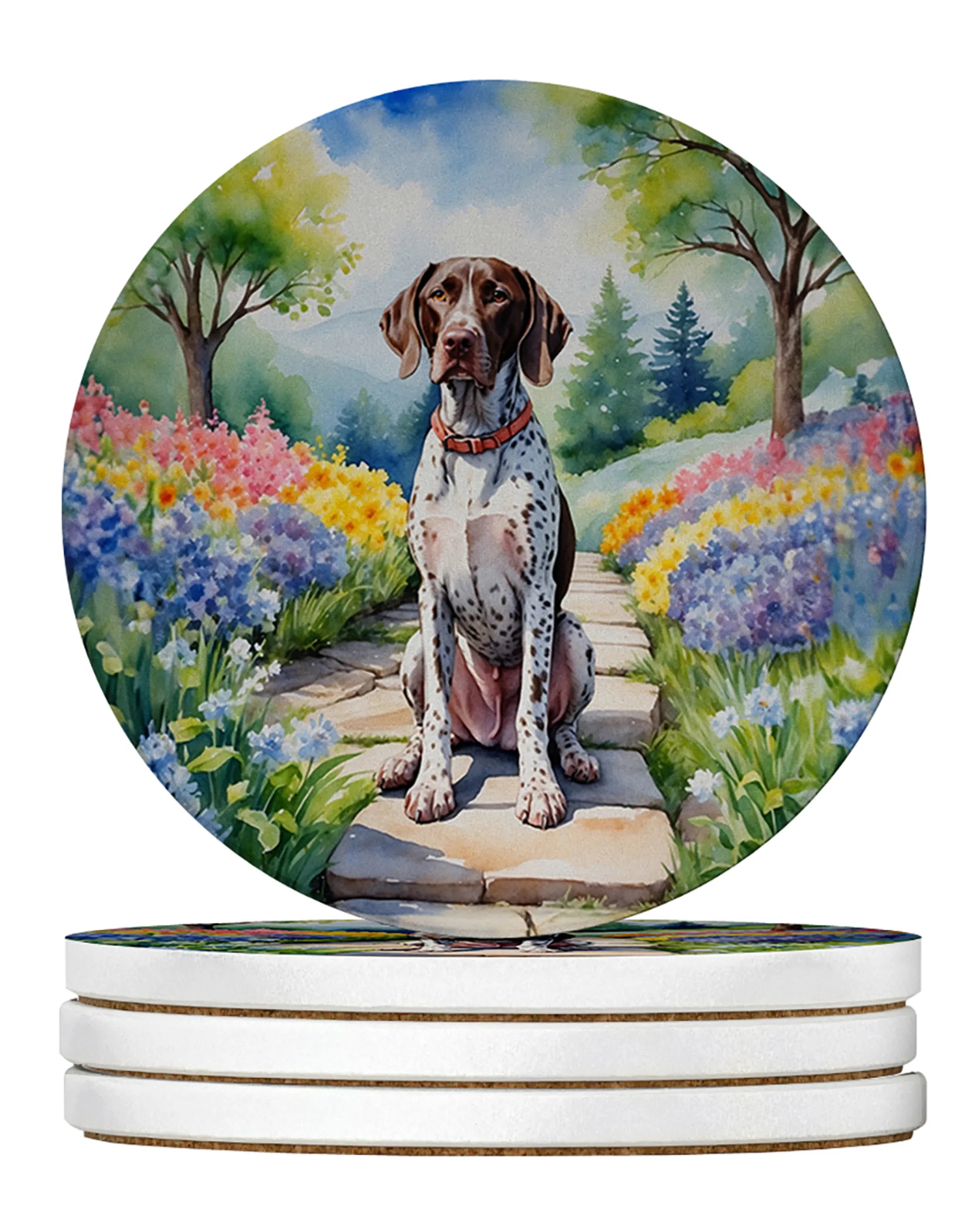 Spring Path Large Sandstone Coasters - Pack of 4 High-Quality Coasters