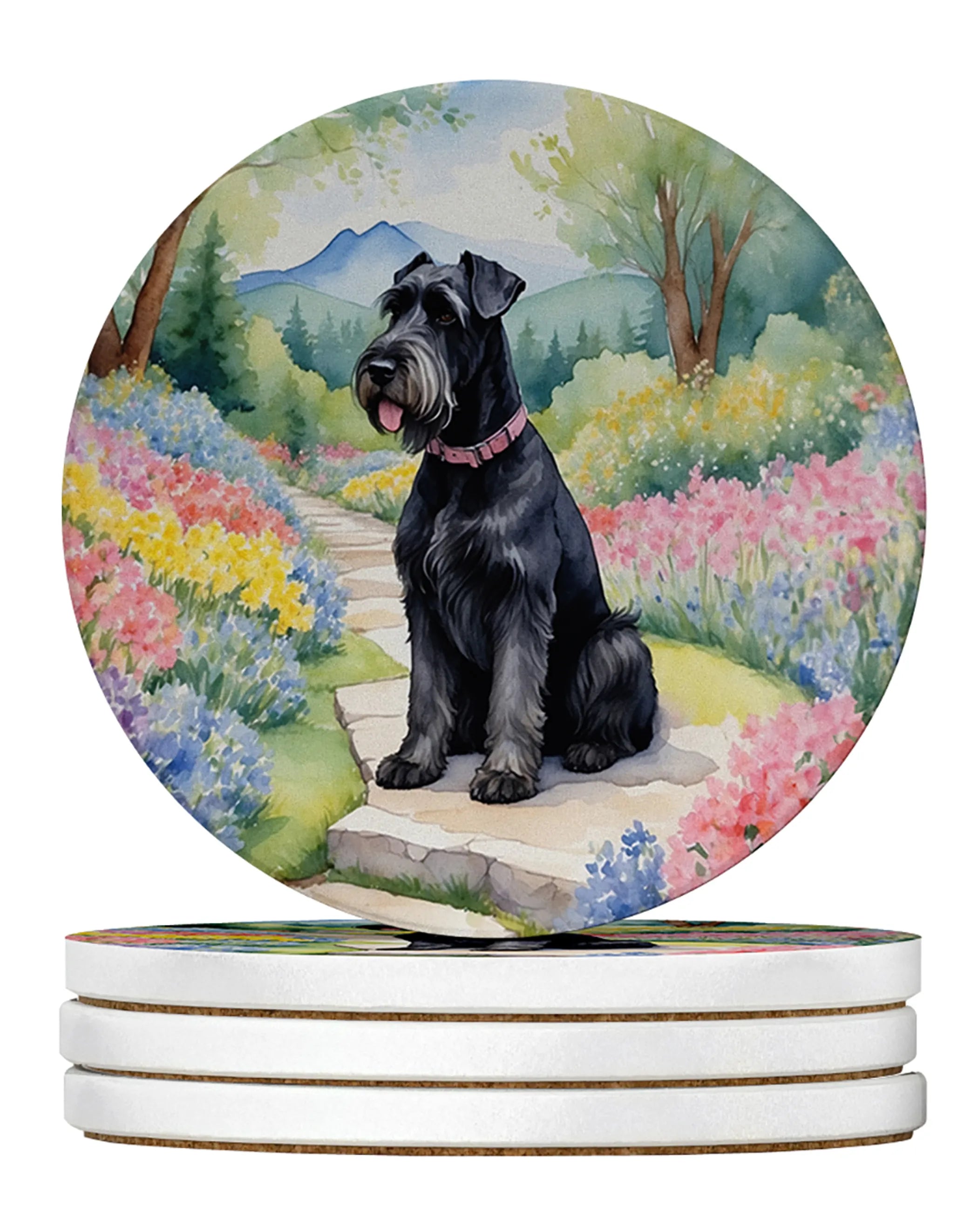 Spring Path Large Sandstone Coasters - Pack of 4 High-Quality Coasters