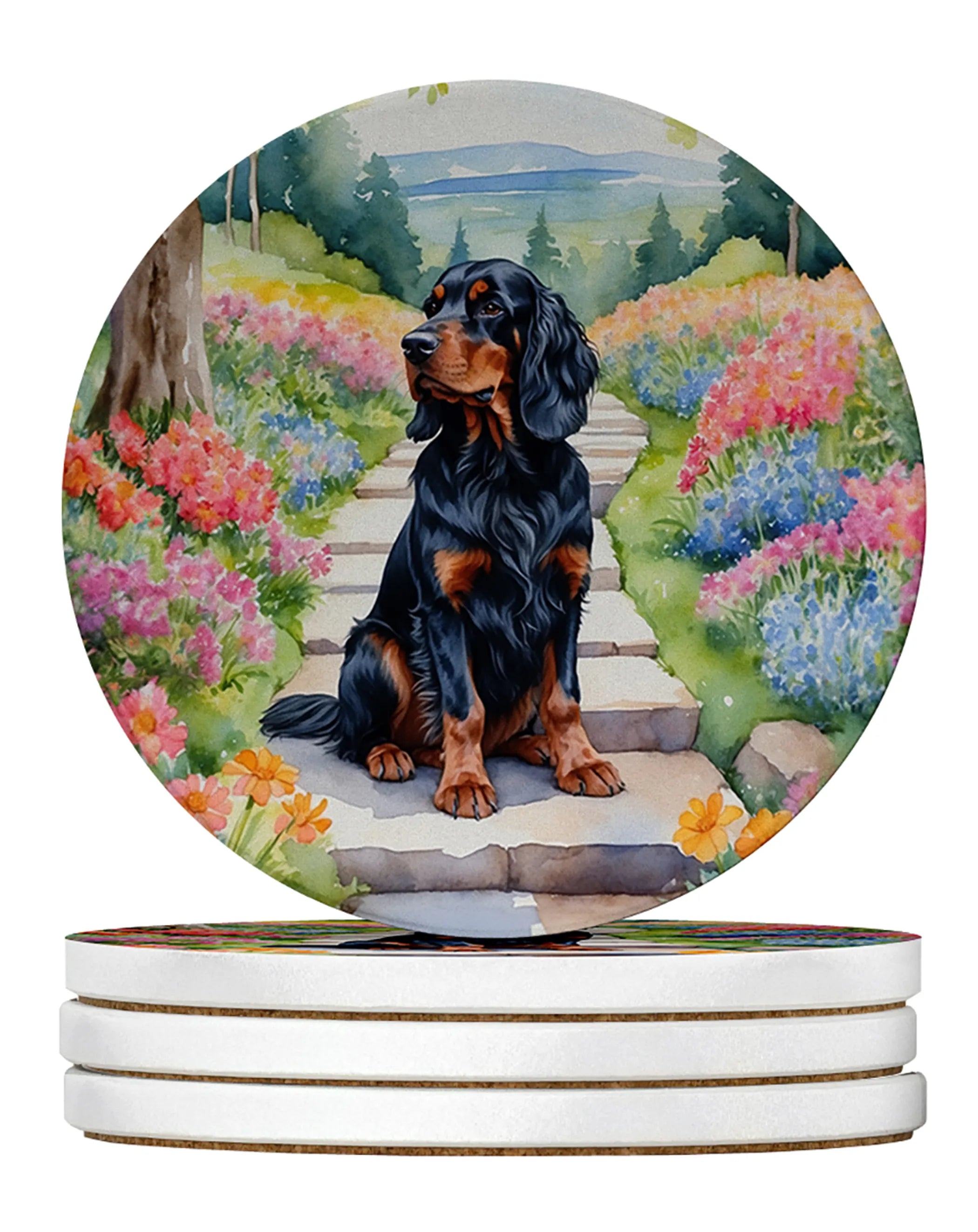 Spring Path Large Sandstone Coasters - Pack of 4 High-Quality Coasters