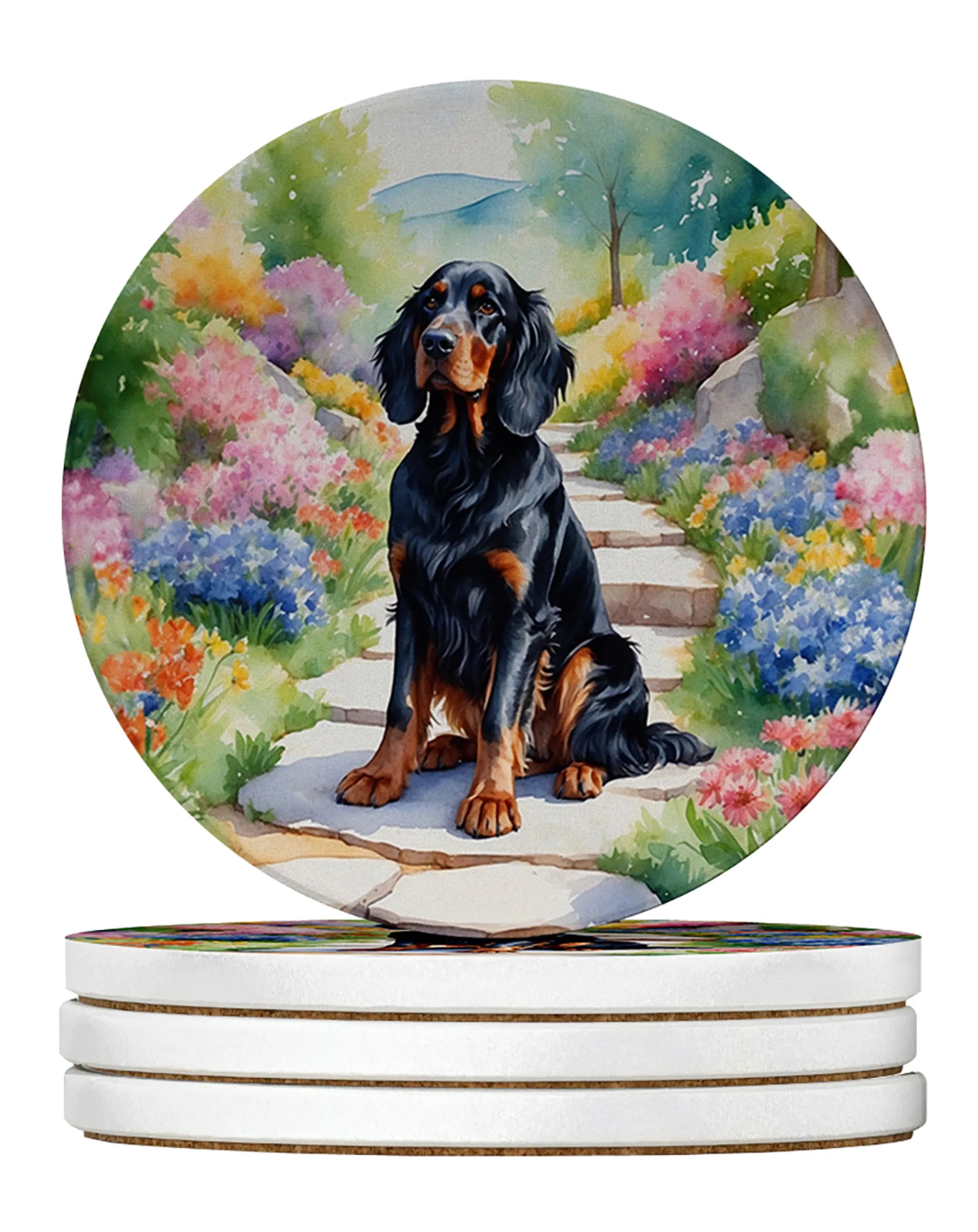 Spring Path Large Sandstone Coasters - Pack of 4 High-Quality Coasters