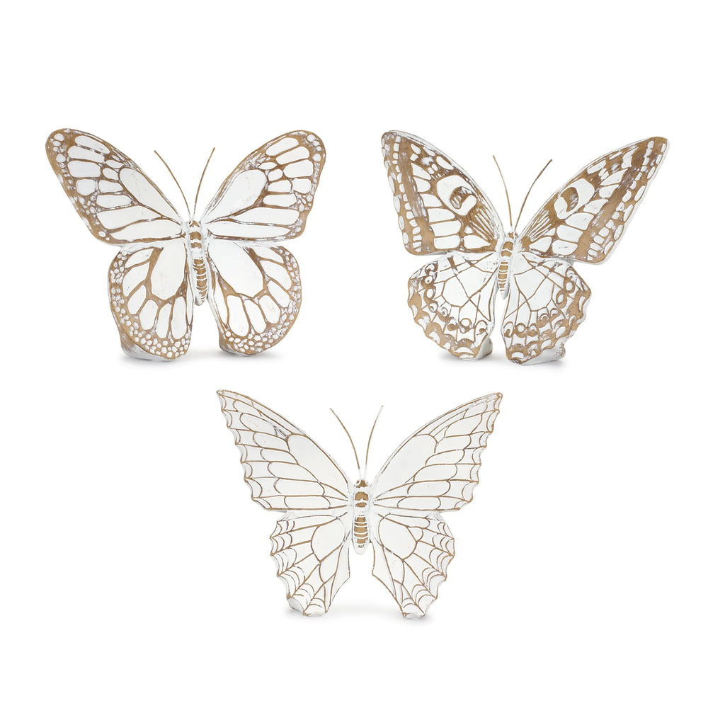 Butterfly (Set of 3) 6.75"L x 5.5"H, 7"L x 5.5"H, 7.25"L x 5.75"H Resin