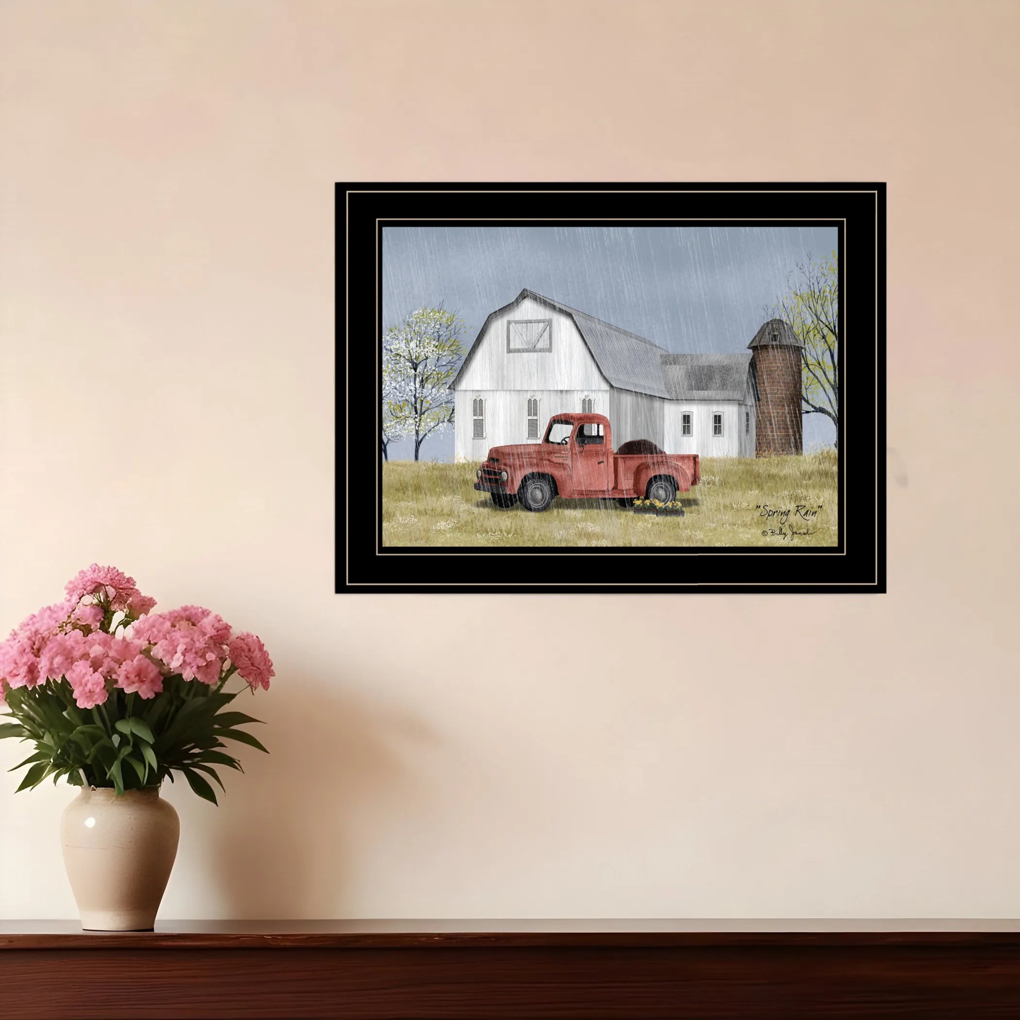 Spring Rain 3 Black Framed Print Wall Art