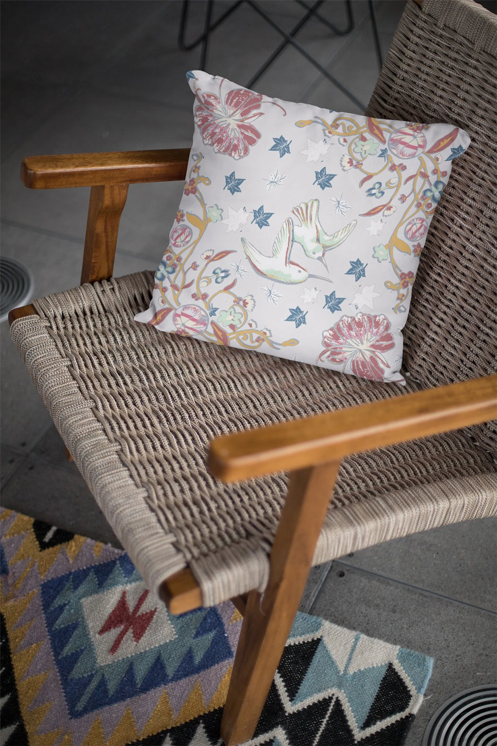 20" Gray Bird Decorative Suede Throw Pillow