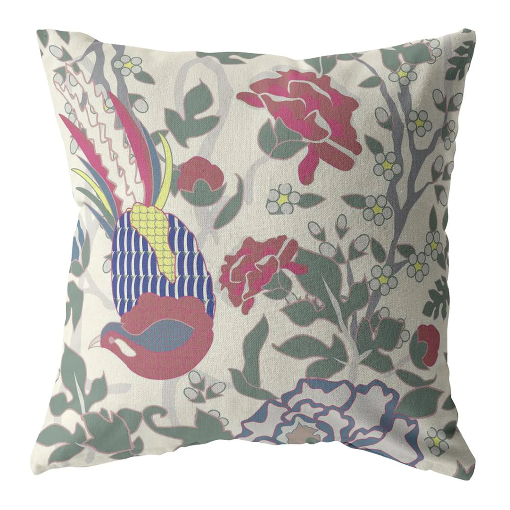 18 Pink Sage Peacock Suede Throw Pillow