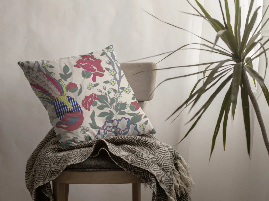 18 Pink Sage Peacock Suede Throw Pillow