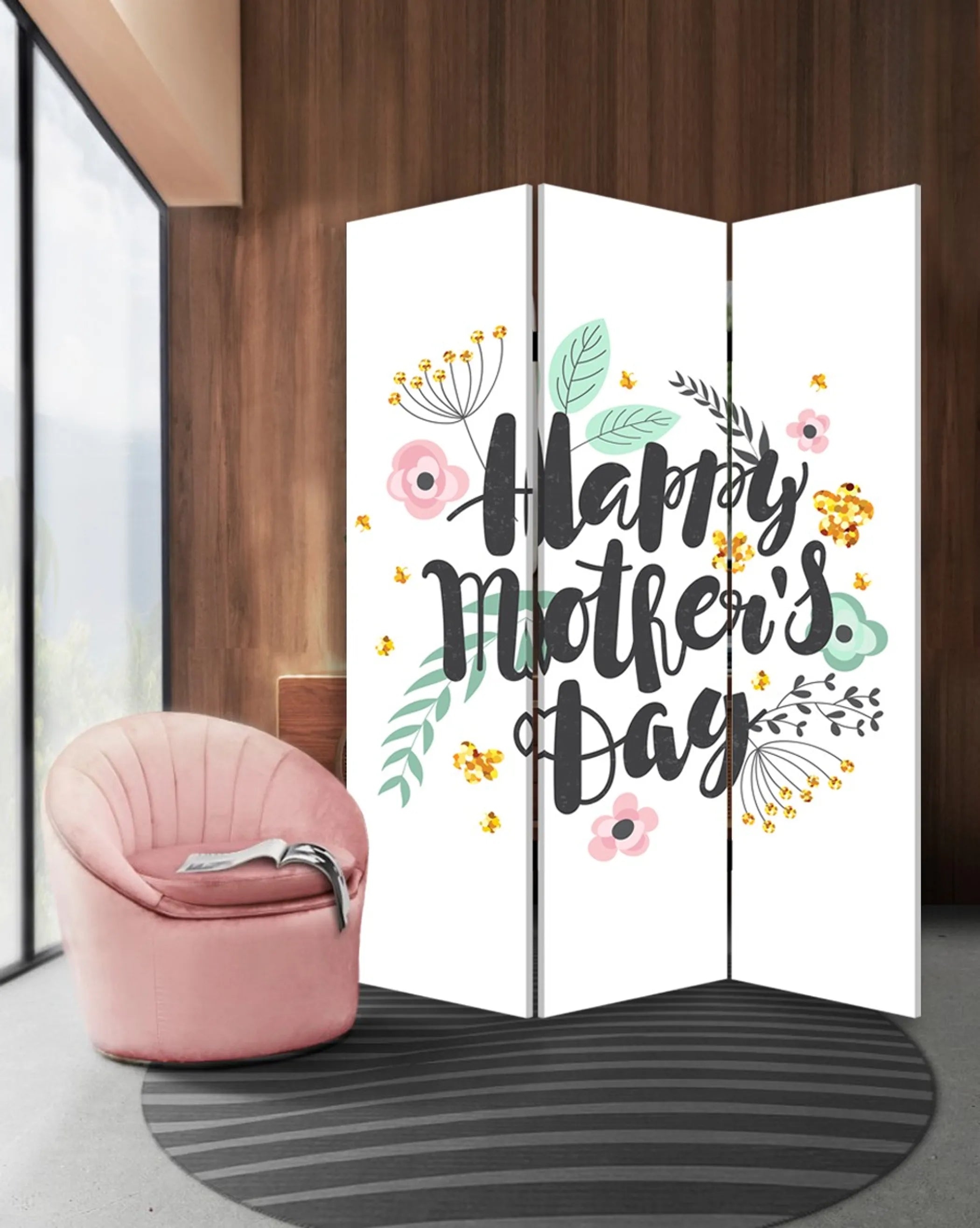 Sweet Floral Room Divider - Mother's Day Three Panel Screen