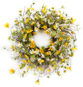 24" Yellow and White Spring Daisy Artificial Wreath
