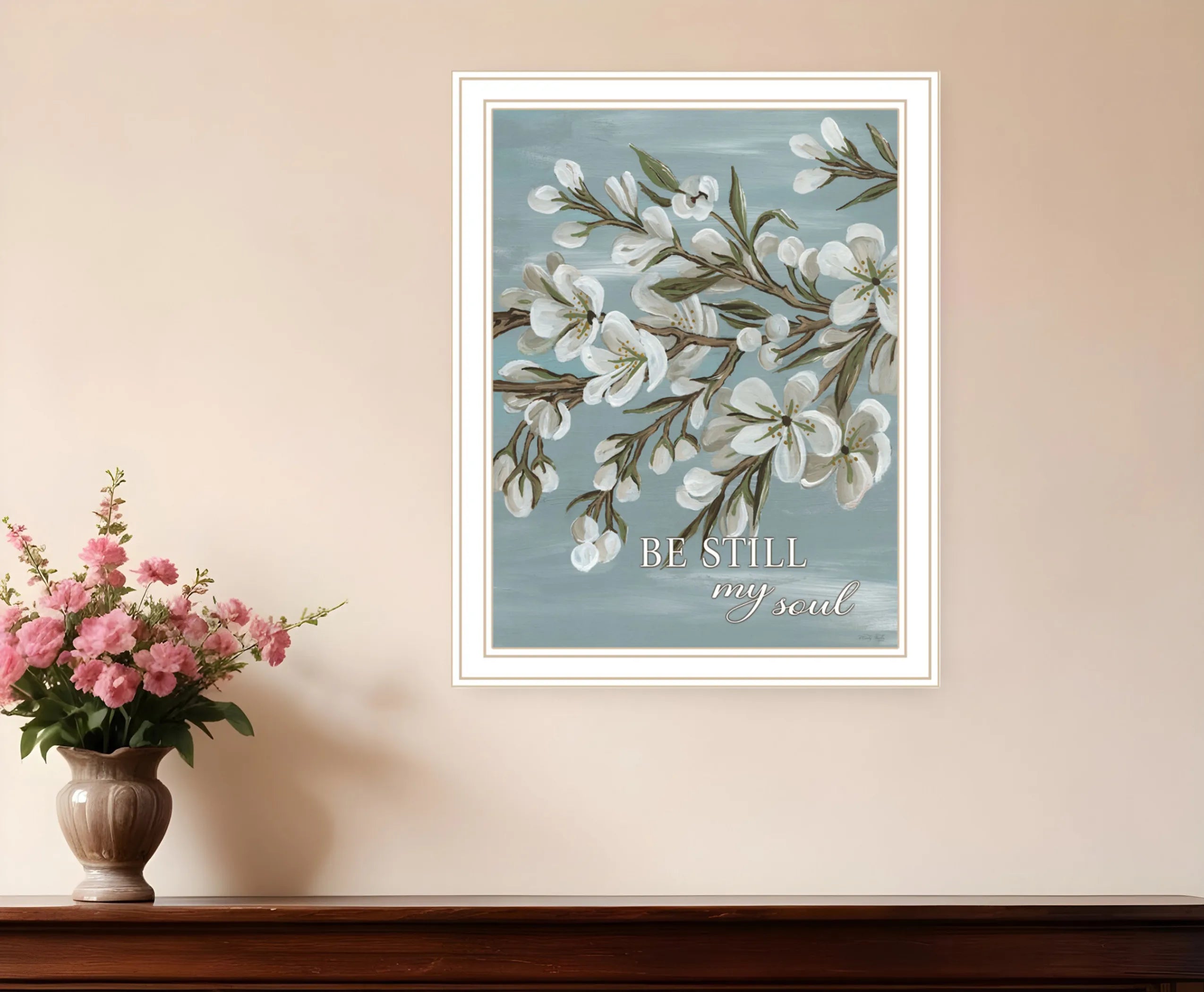 Spring Be Still White Framed Print Wall Art
