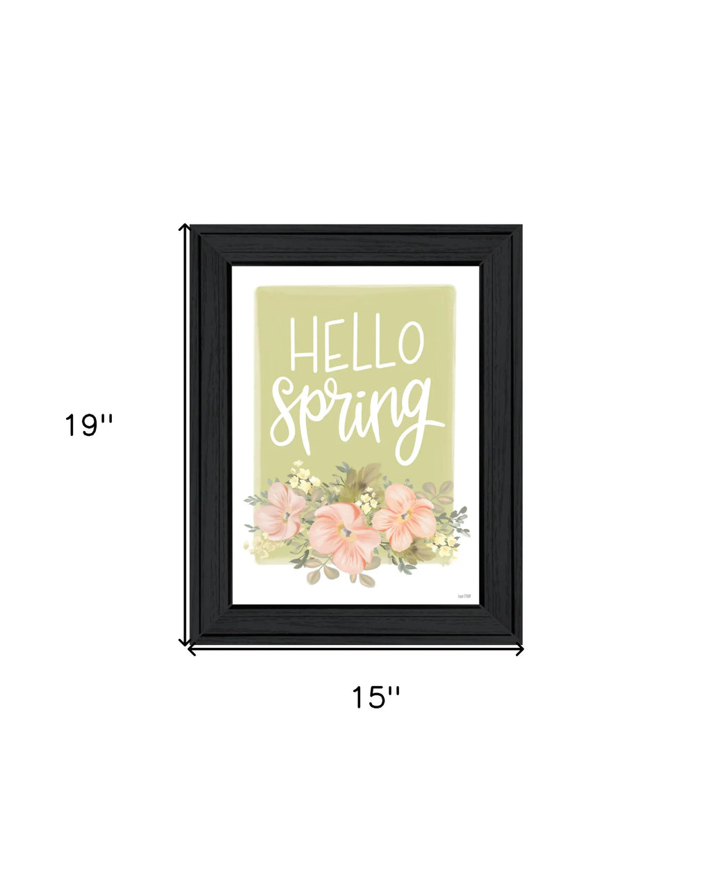 Hello Spring Floral Black Framed Print Wall Art