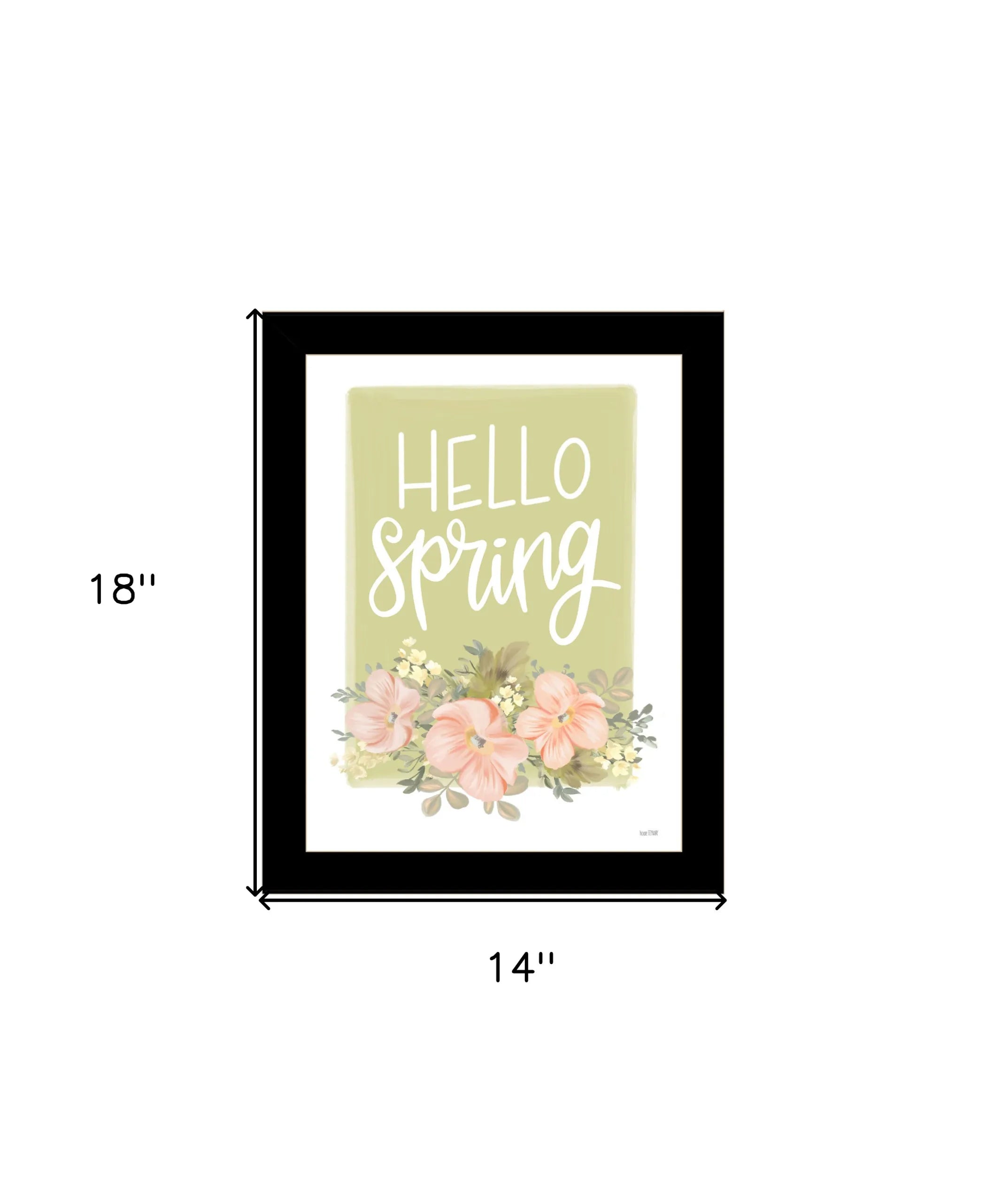 Hello Spring Floral Black Framed Print Wall Art