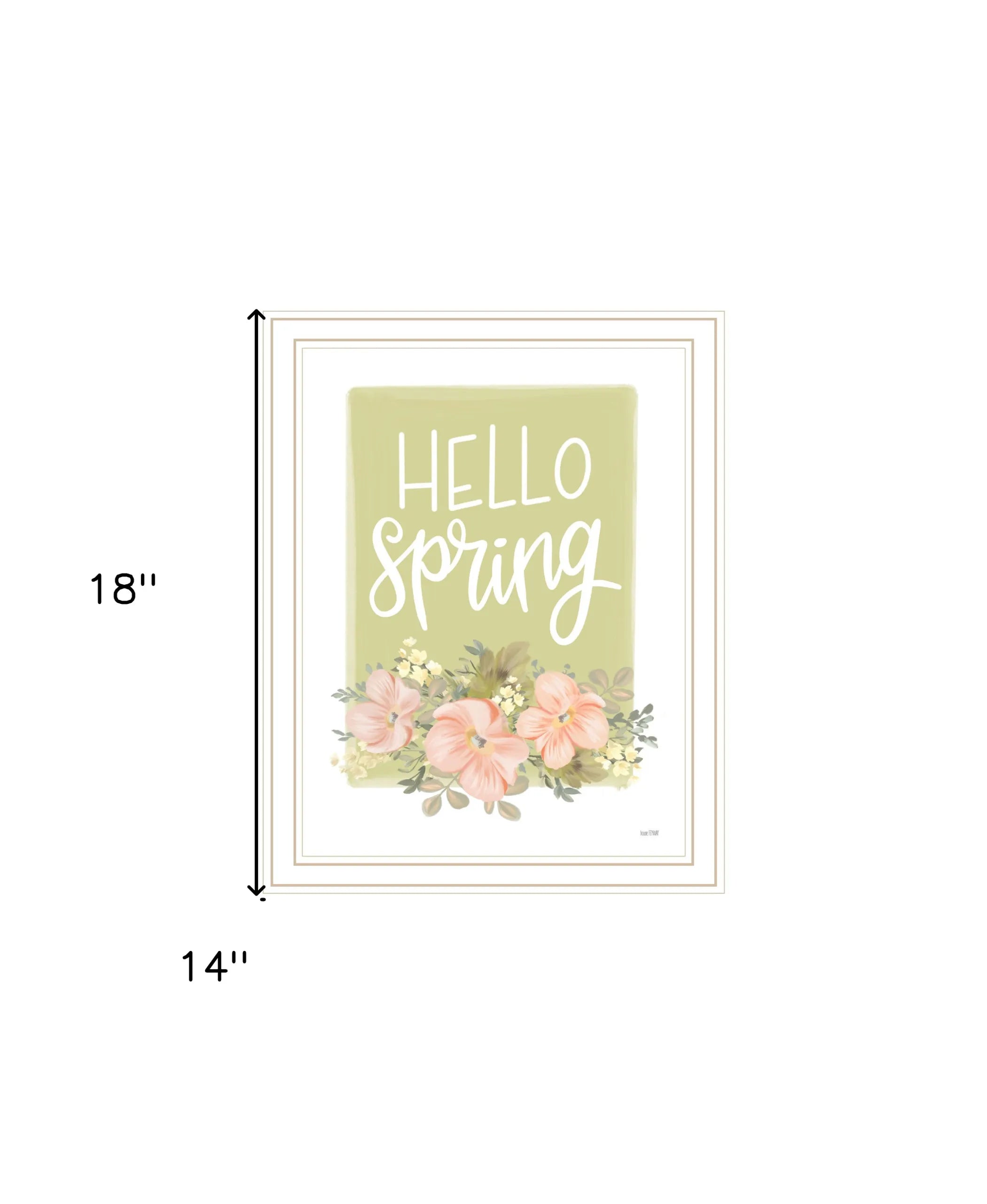 Hello Spring Floral White Framed Print Wall Art