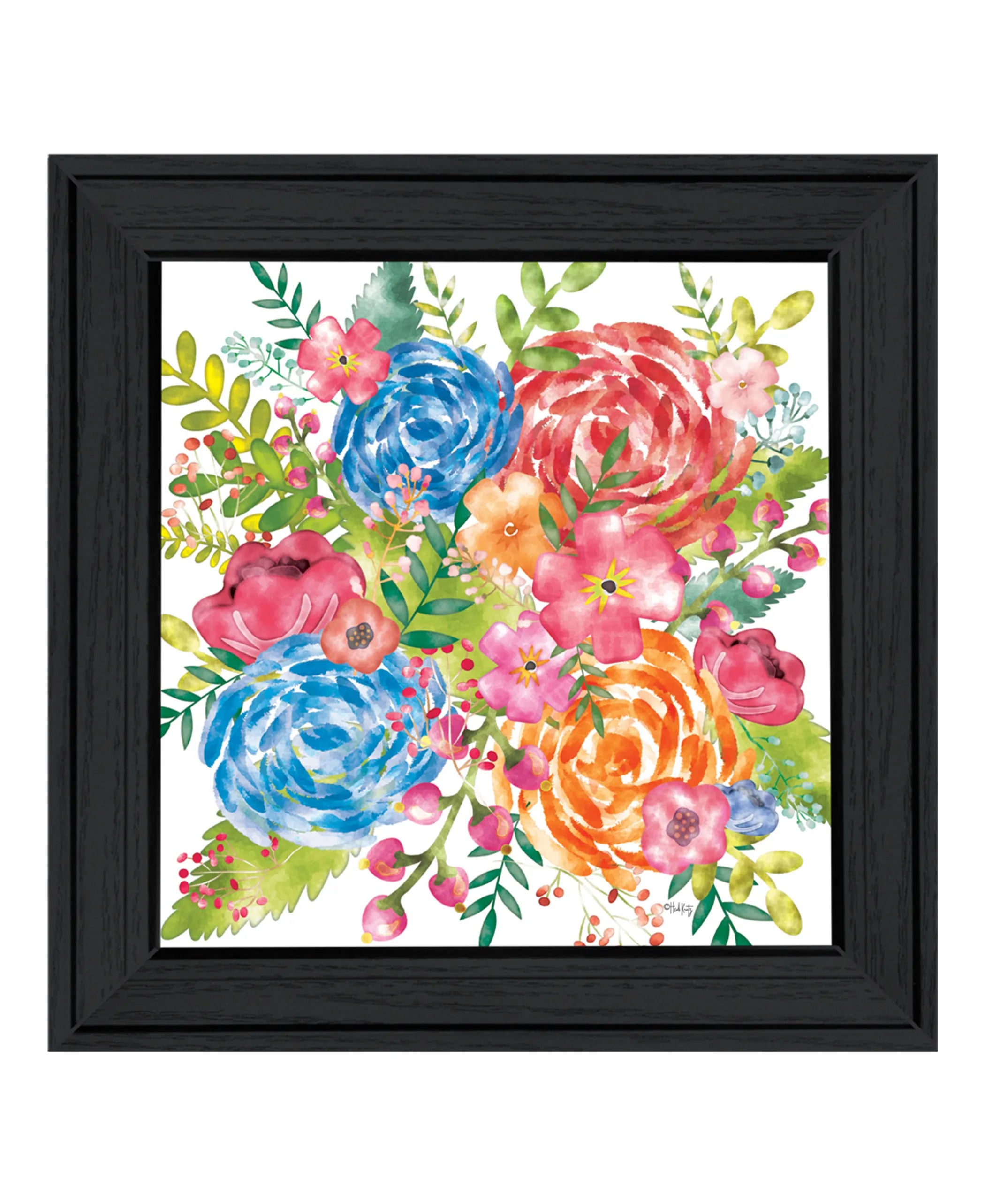 Spring Floral Black Framed Print Wall Art