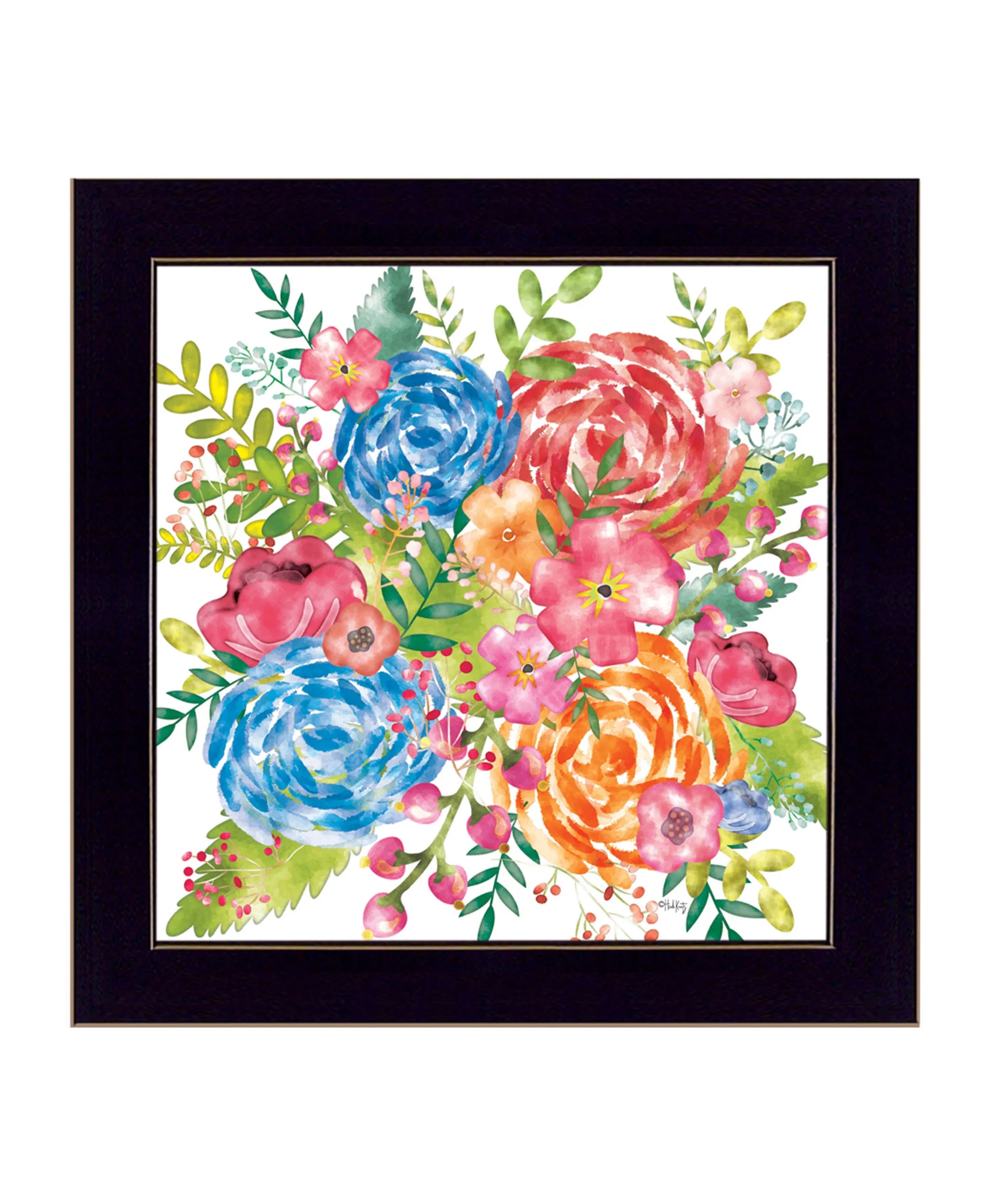 Spring Floral Black Framed Print Wall Art