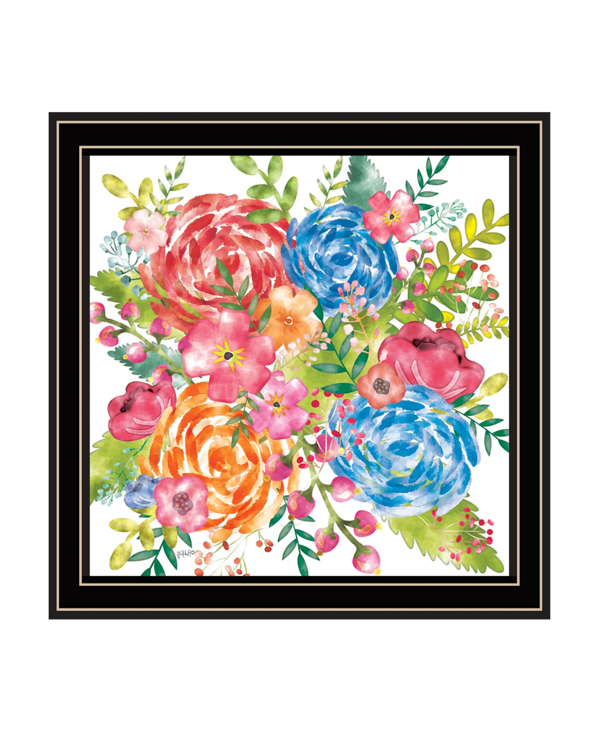 Spring Floral Black Framed Print Wall Art
