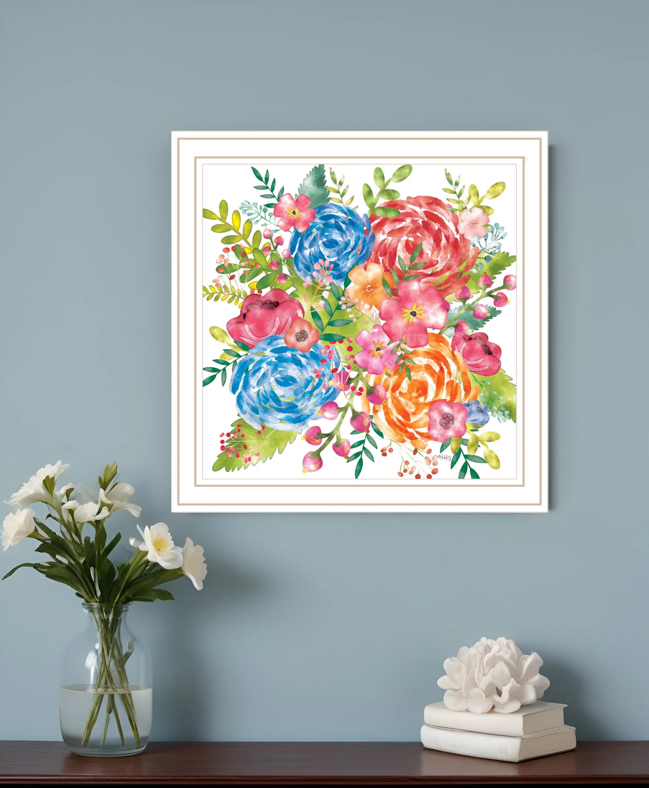 Spring Floral White Framed Print Wall Art