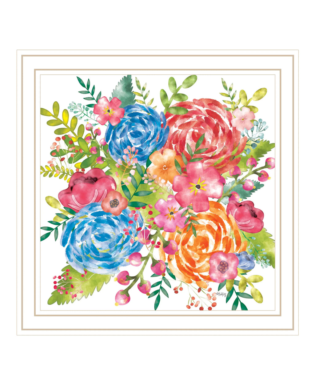 Spring Floral White Framed Print Wall Art
