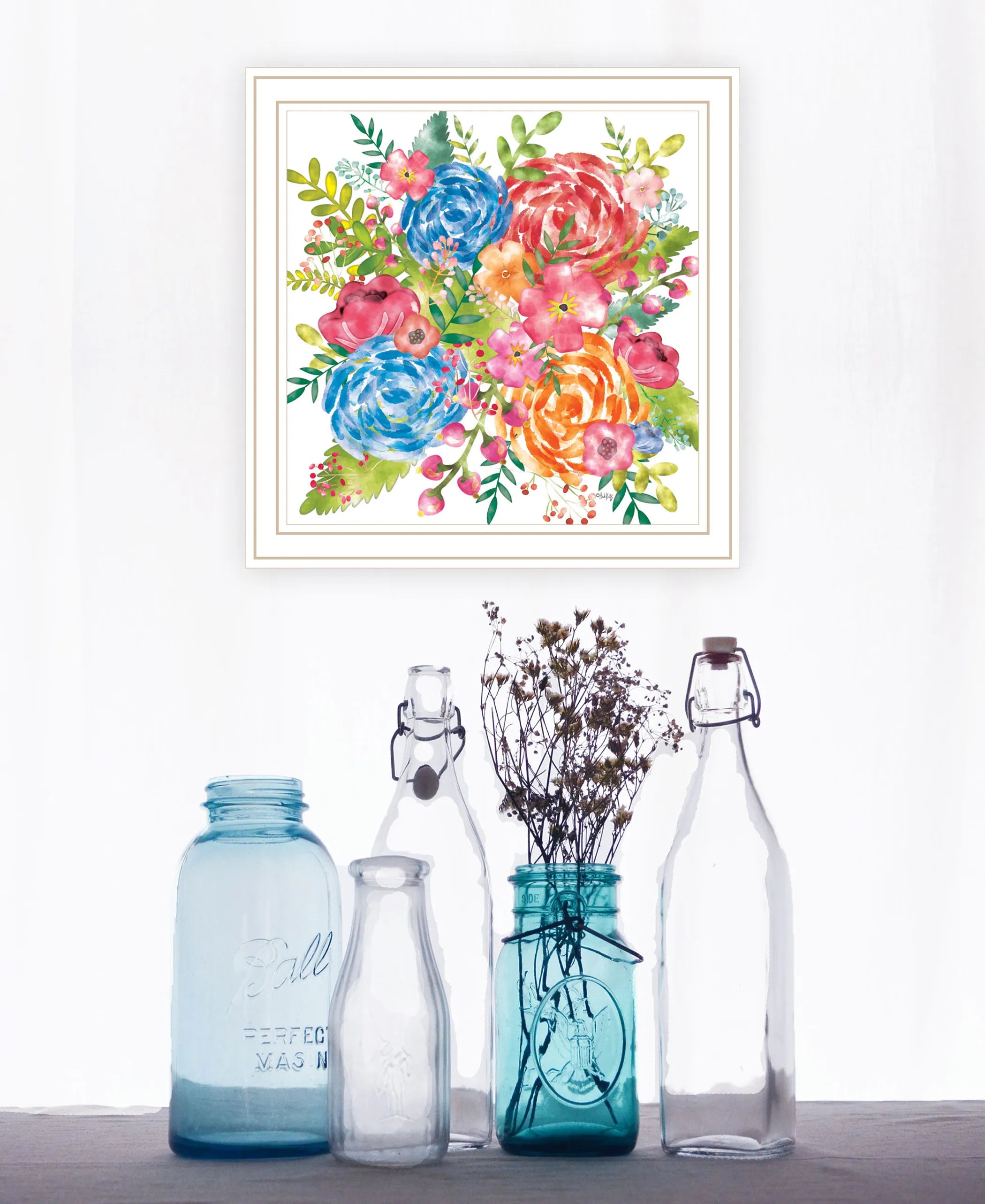 Spring Floral White Framed Print Wall Art