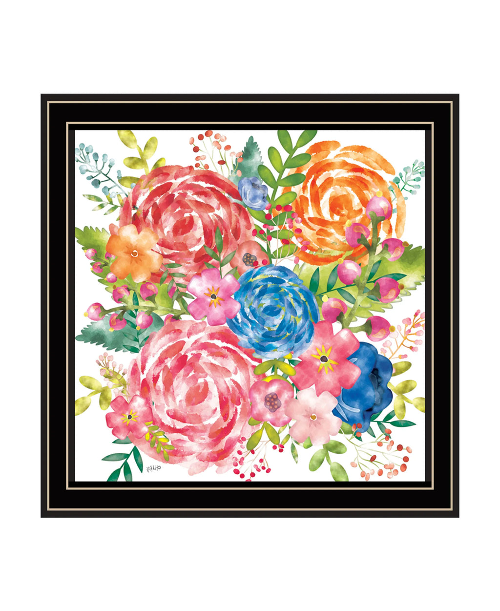 Spring Floral Black Framed Print Wall Art