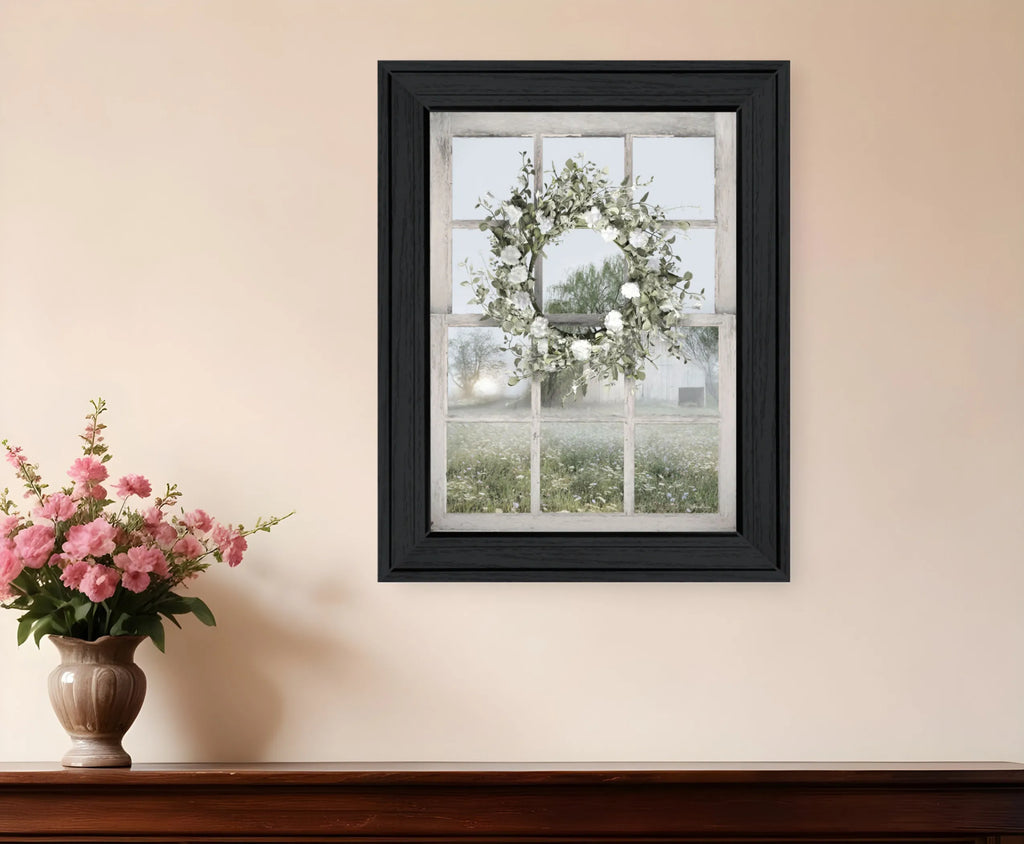 Spring Farm View Black Framed Print Wall Art
