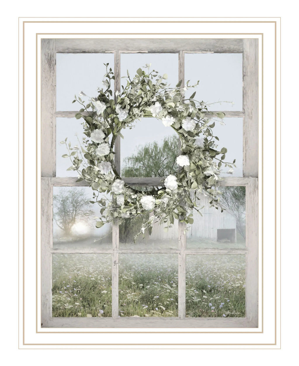 Spring Farm View White Framed Print Wall Art
