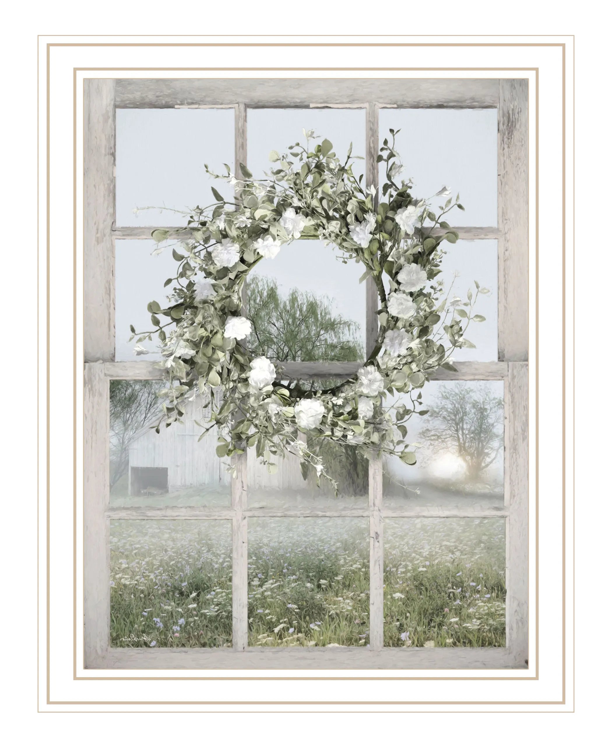Spring Farm View White Framed Print Wall Art
