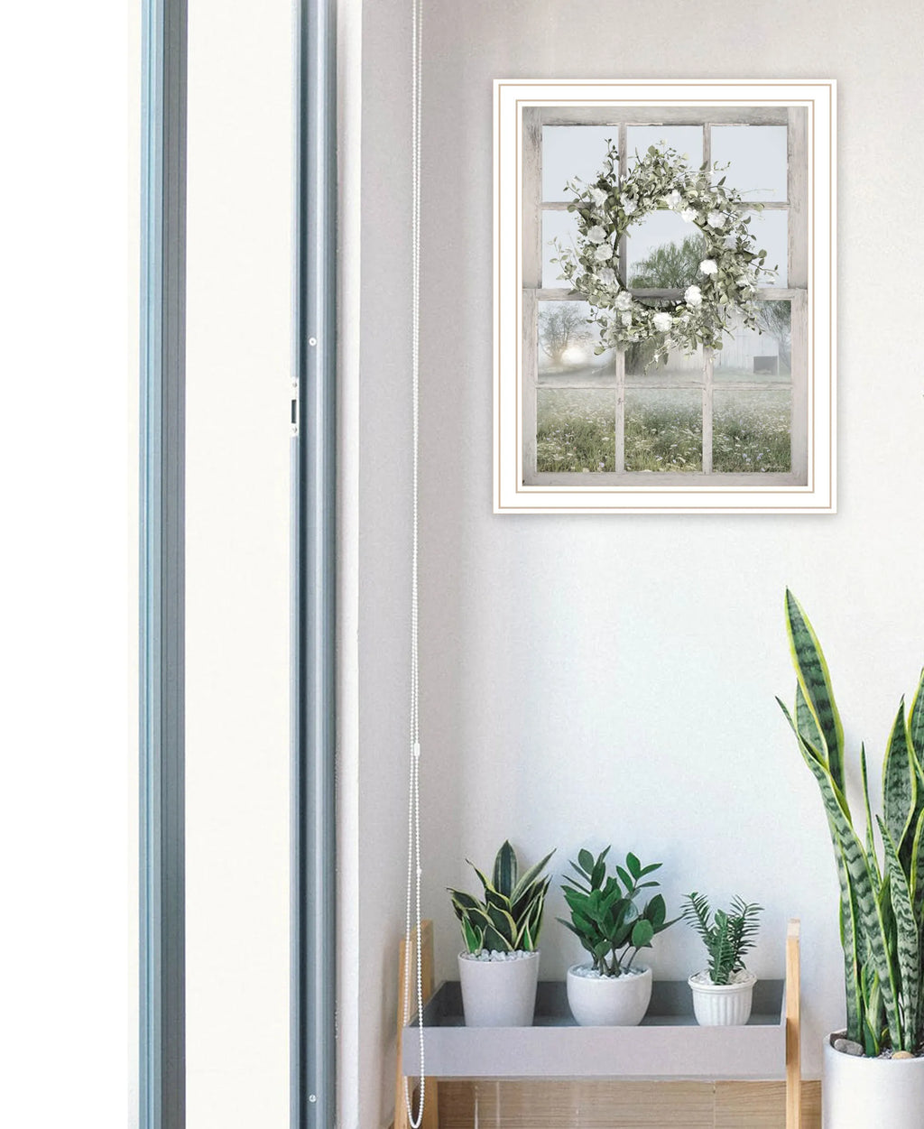 Spring Farm View White Framed Print Wall Art