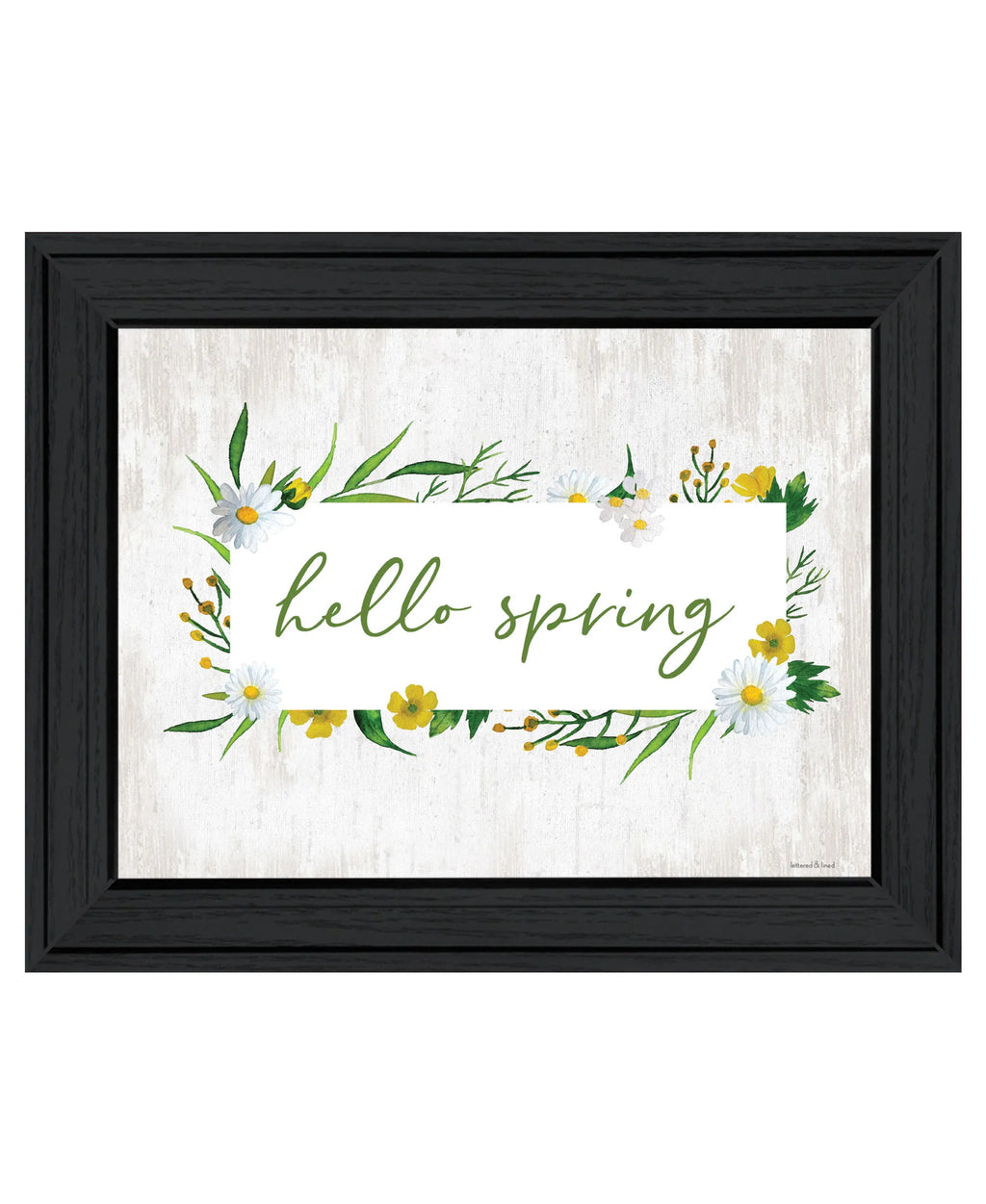 Hello Spring Black Framed Print Wall Art
