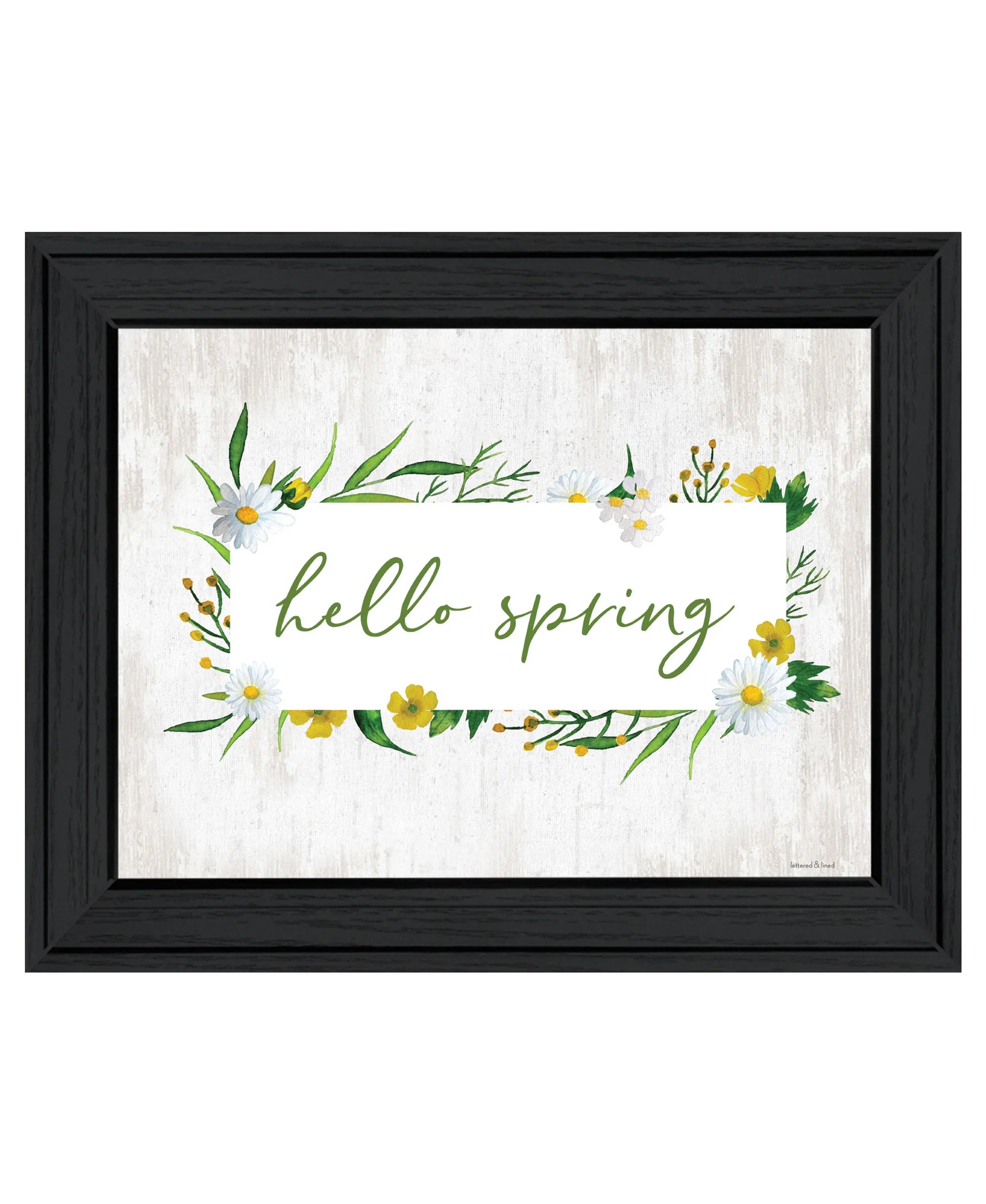 Hello Spring Black Framed Print Wall Art