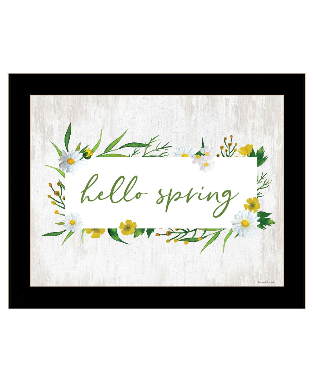Hello Spring Black Framed Print Wall Art