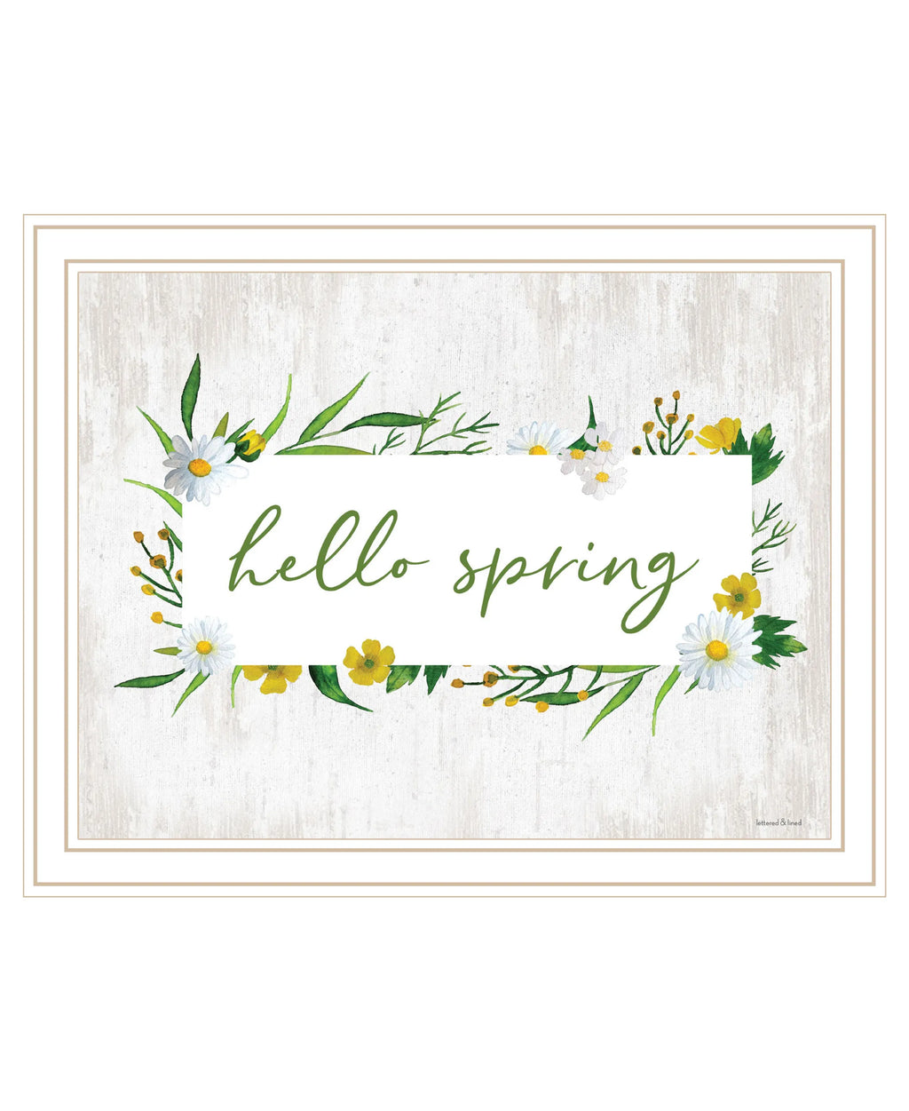 Hello Spring White Framed Print Wall Art