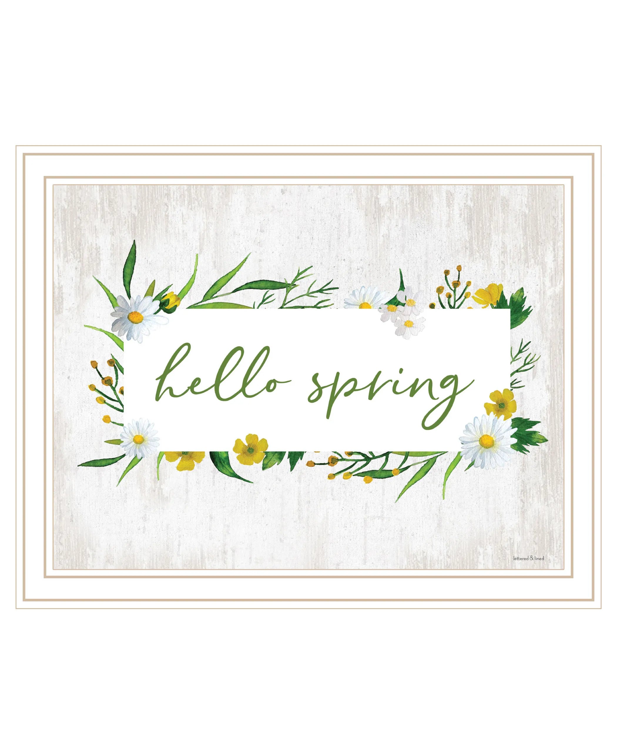 Hello Spring White Framed Print Wall Art