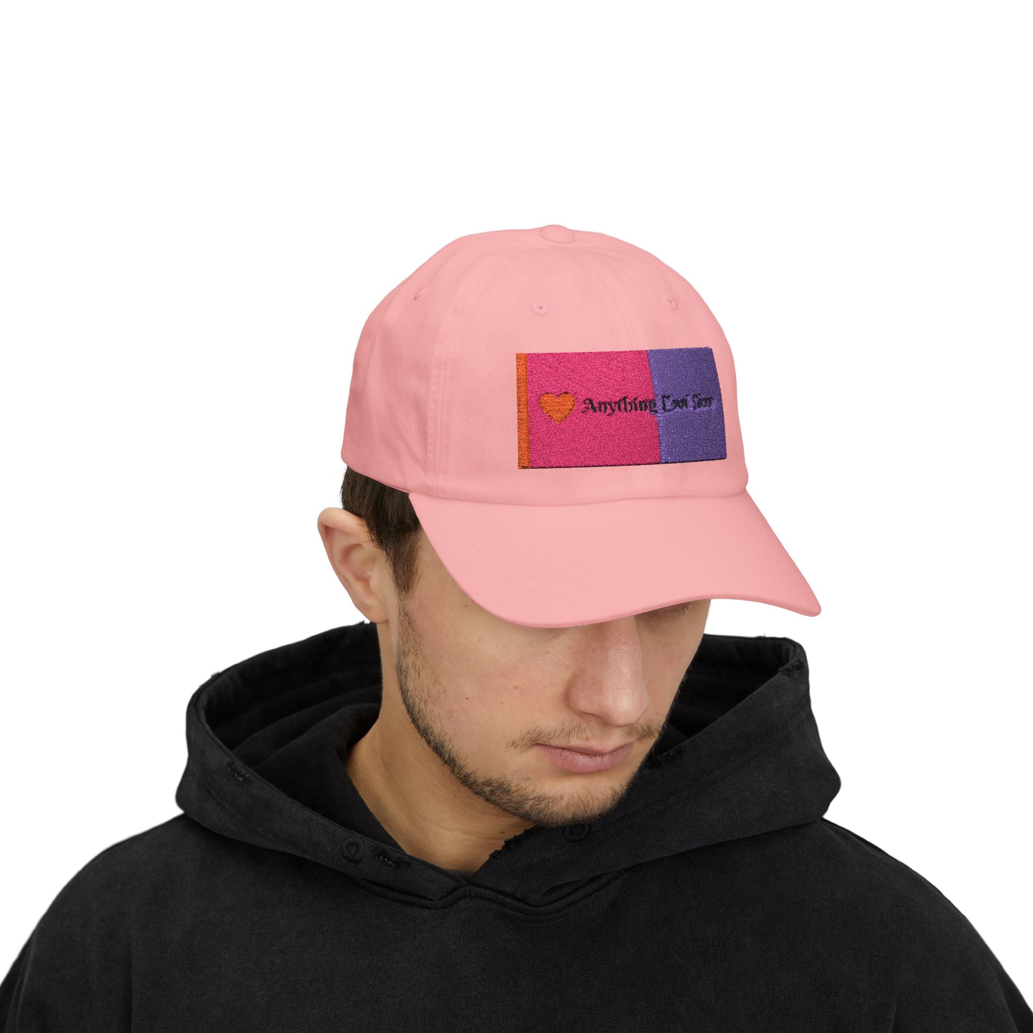 Dad Cap — Pink & Purple Heart Patch Embroidered "Anything Cool Stuff"