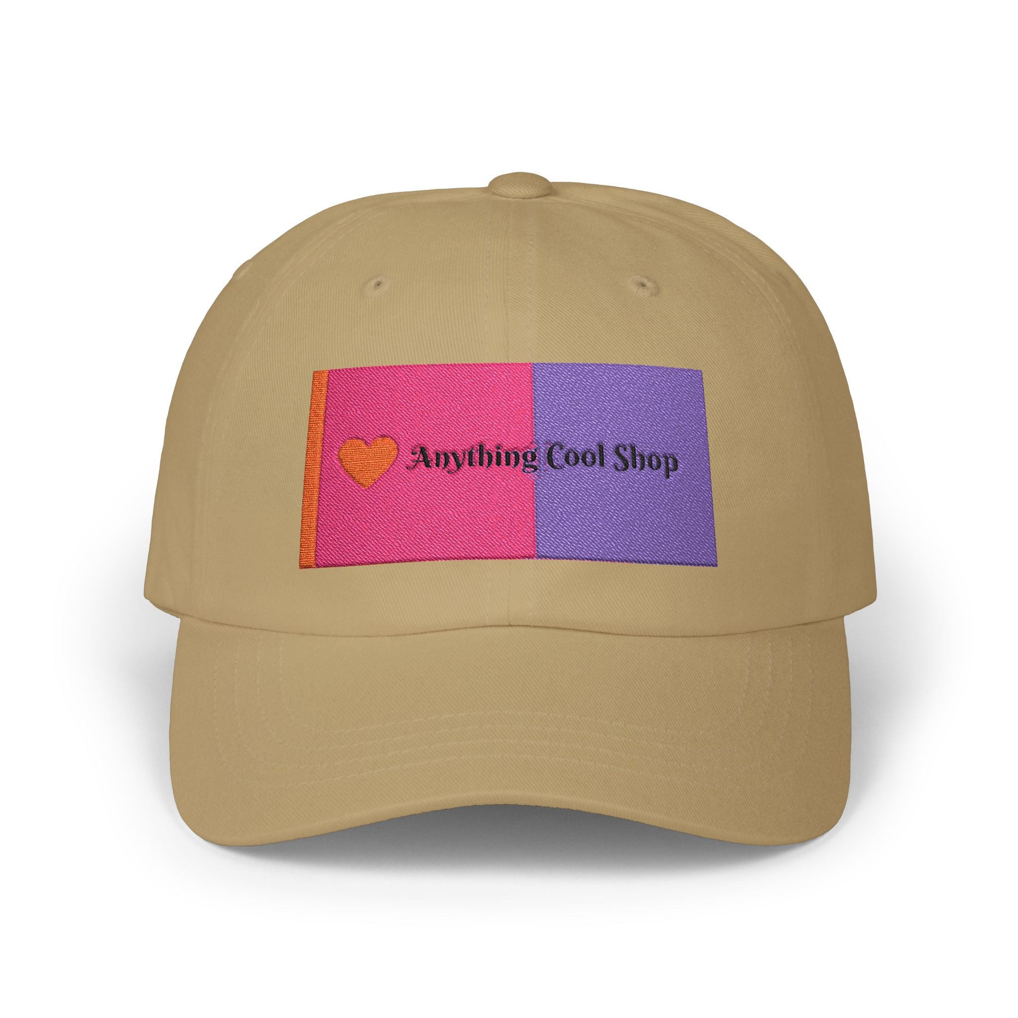 Dad Cap — Pink & Purple Heart Patch Embroidered "Anything Cool Stuff"