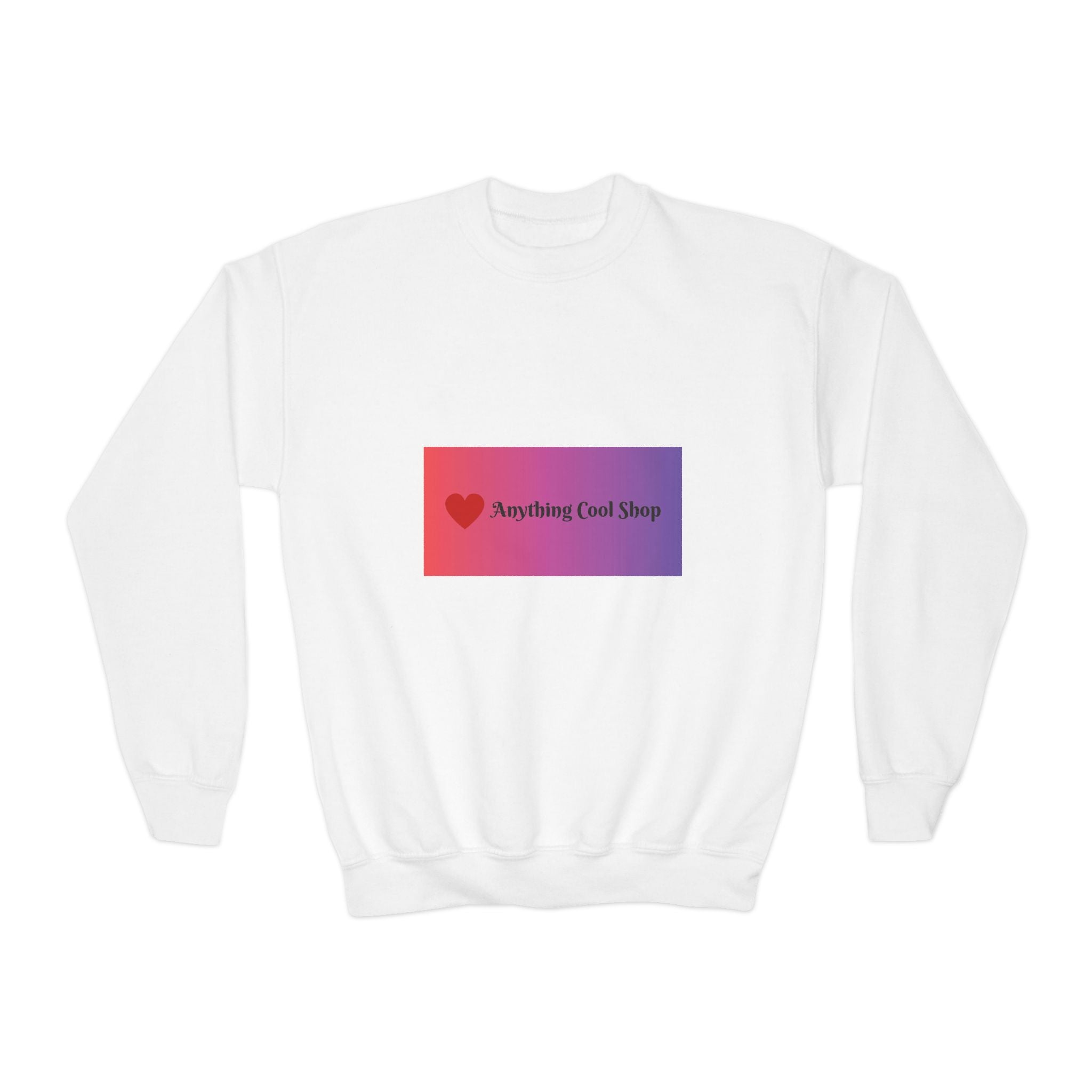 Youth Sweatshirt — “Anything Cool Shop” Gradient Heart Crewneck