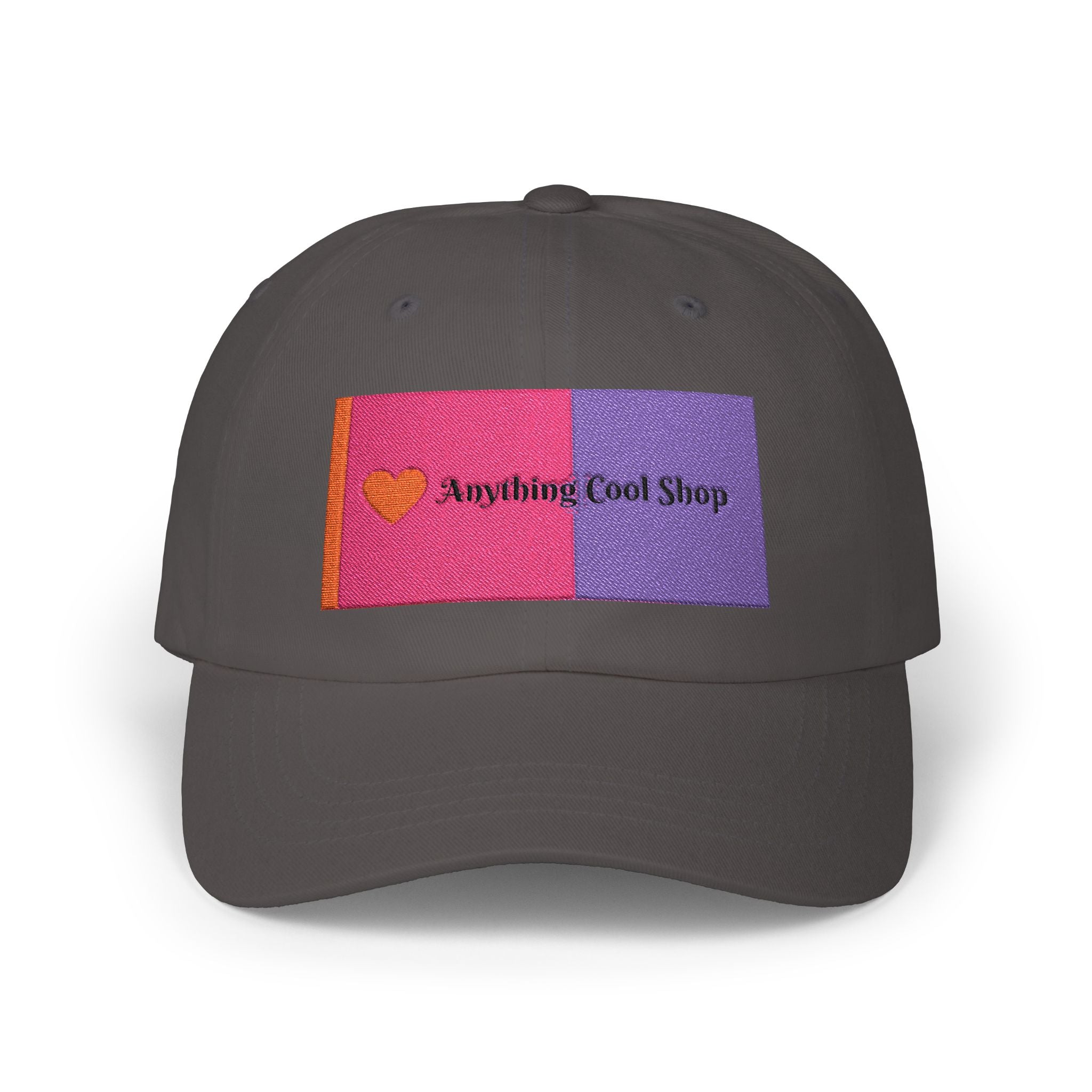 Dad Cap — Pink & Purple Heart Patch Embroidered "Anything Cool Stuff"