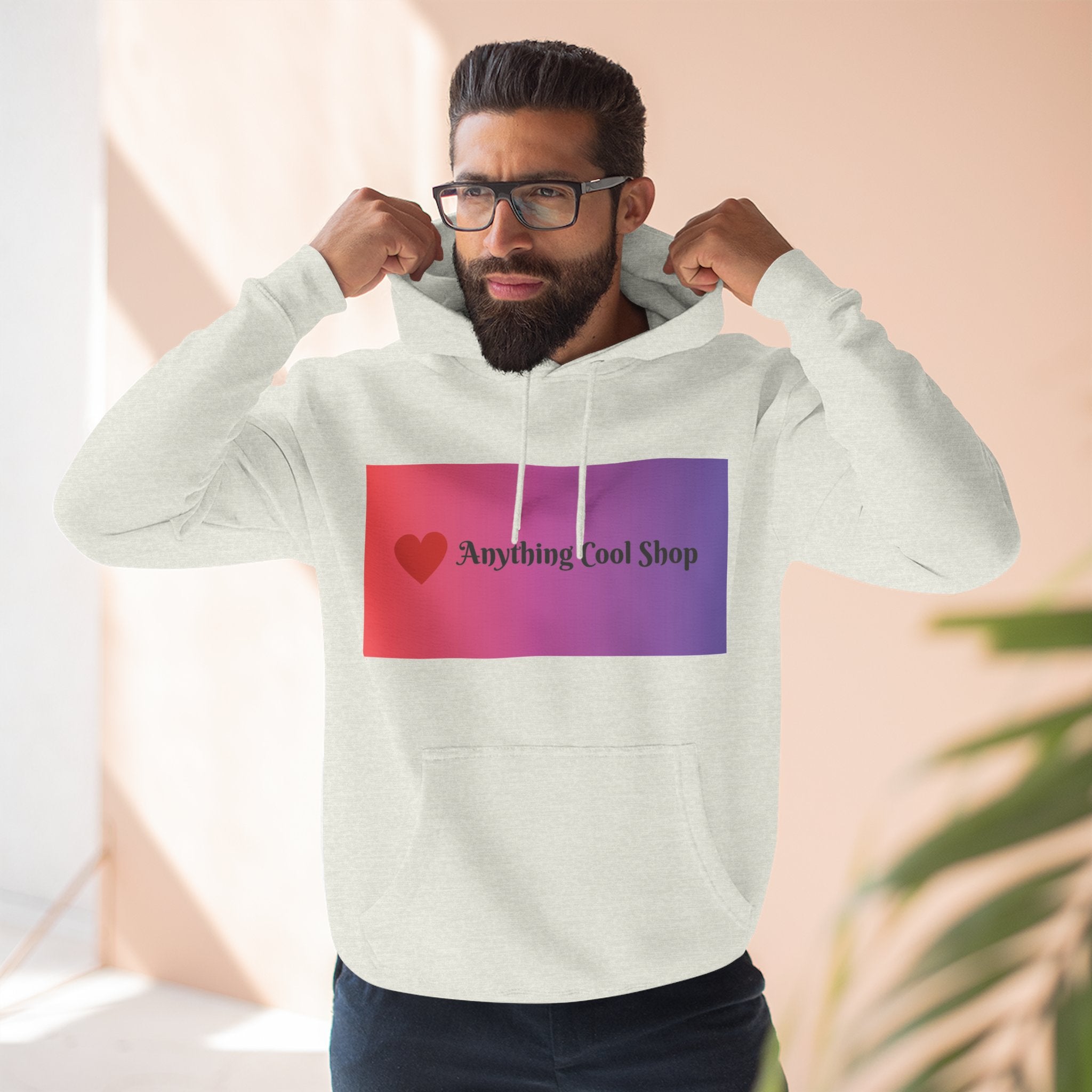 Gradient Heart Logo Hoodie — "Anything Cool Shop" Fleece Pullover