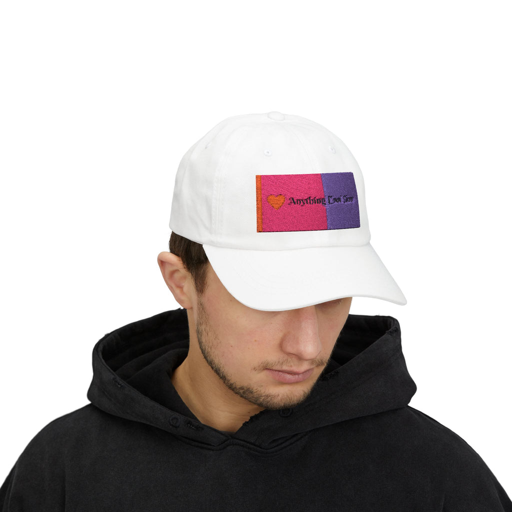 Dad Cap — Pink & Purple Heart Patch Embroidered "Anything Cool Stuff"