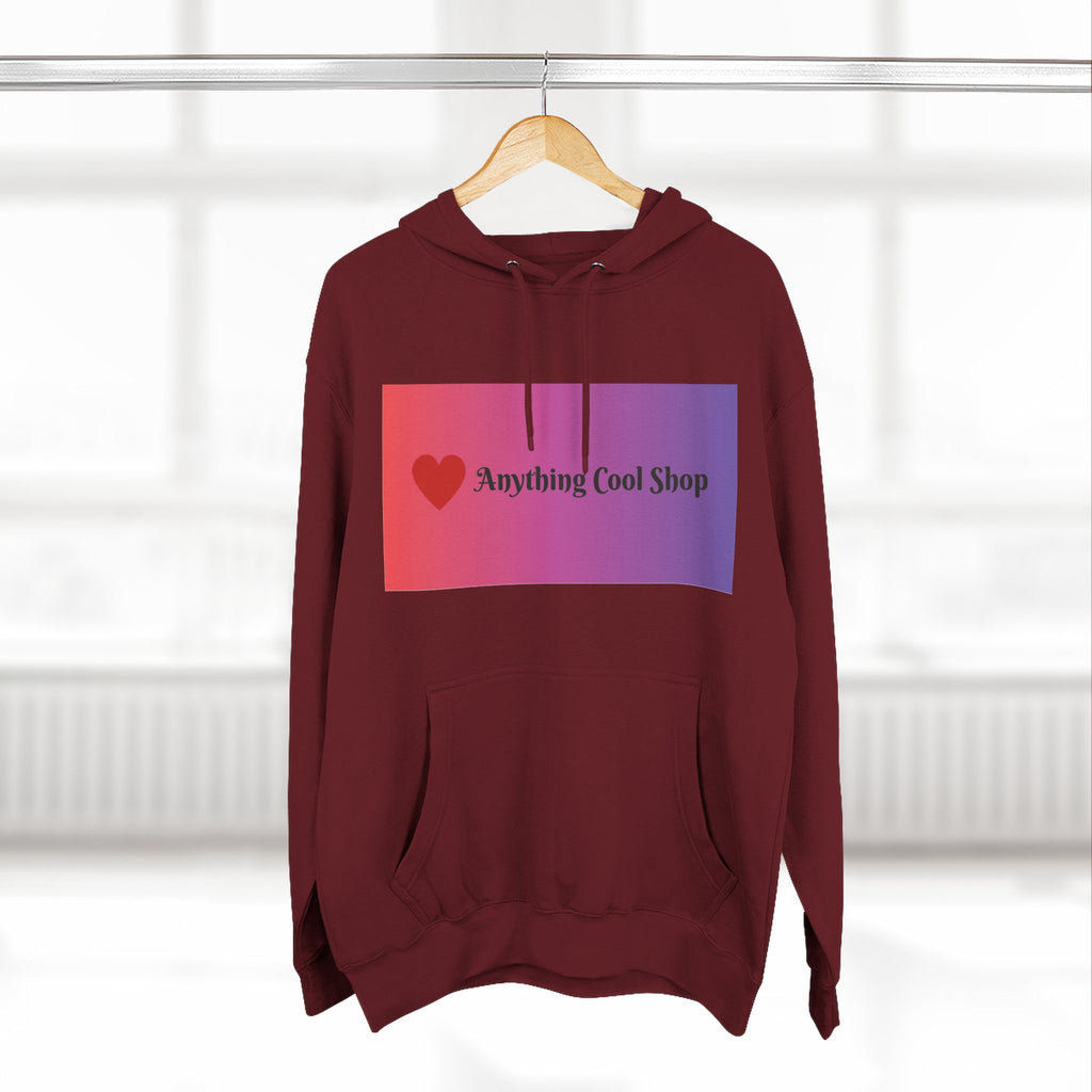 Gradient Heart Logo Hoodie — "Anything Cool Shop" Fleece Pullover