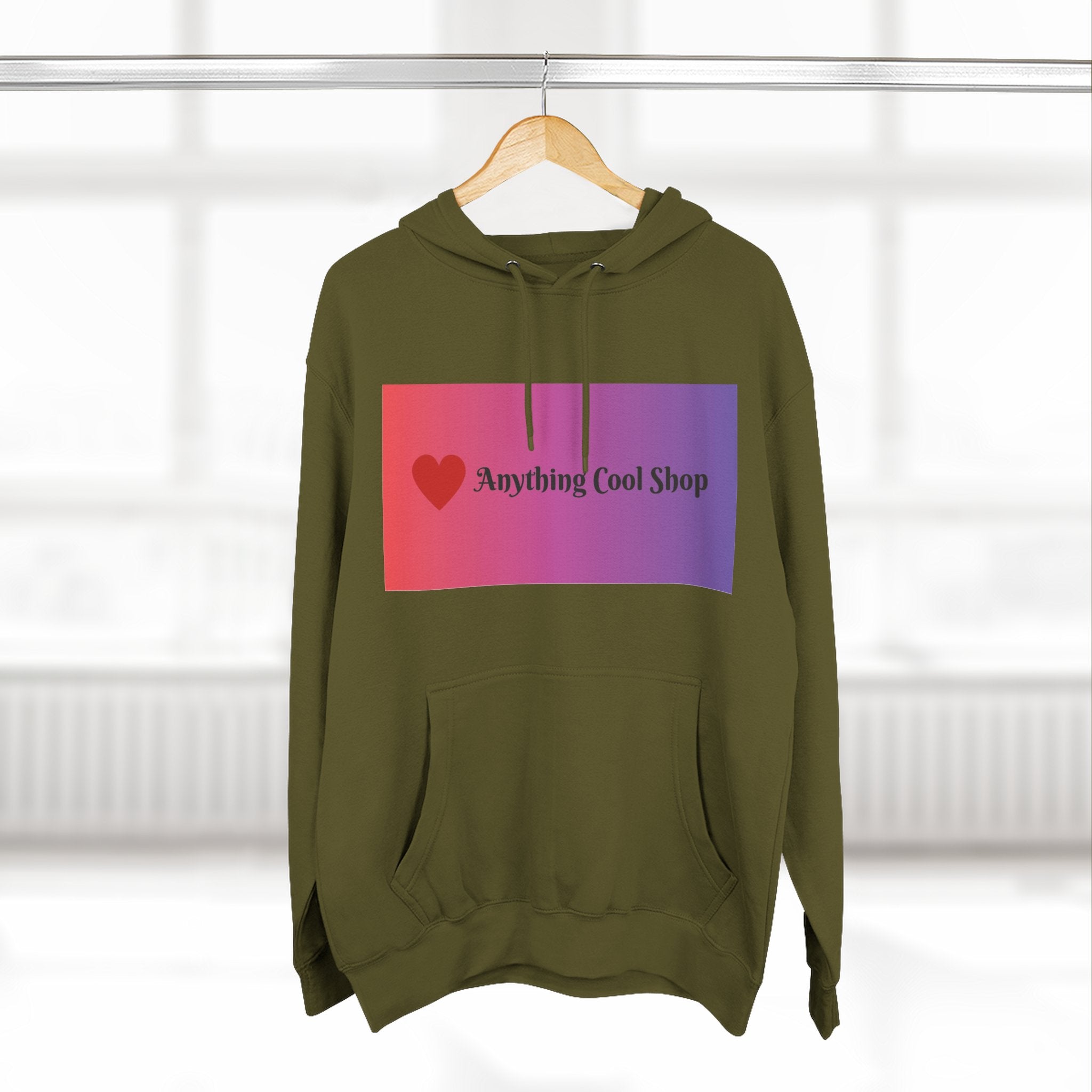 Gradient Heart Logo Hoodie — "Anything Cool Shop" Fleece Pullover