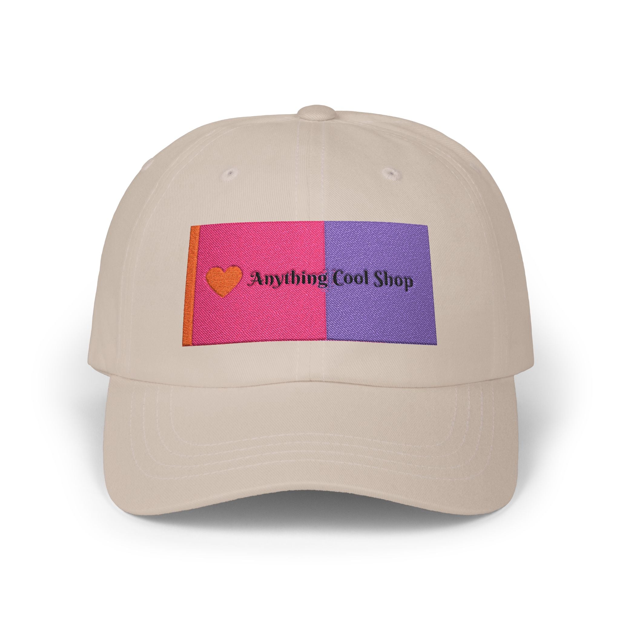 Dad Cap — Pink & Purple Heart Patch Embroidered "Anything Cool Stuff"