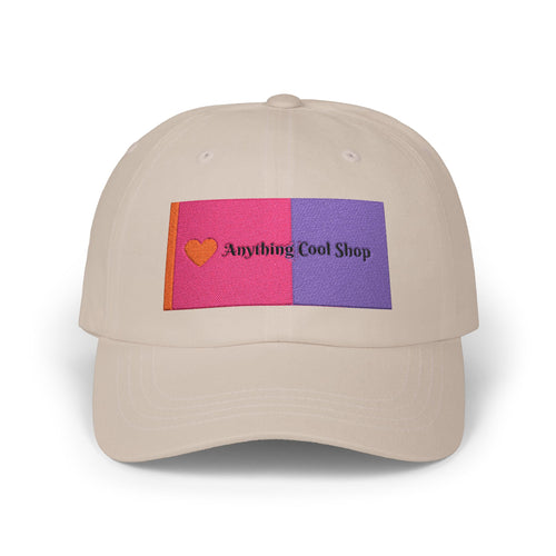 Dad Cap — Pink & Purple Heart Patch Embroidered "Anything Cool Stuff"